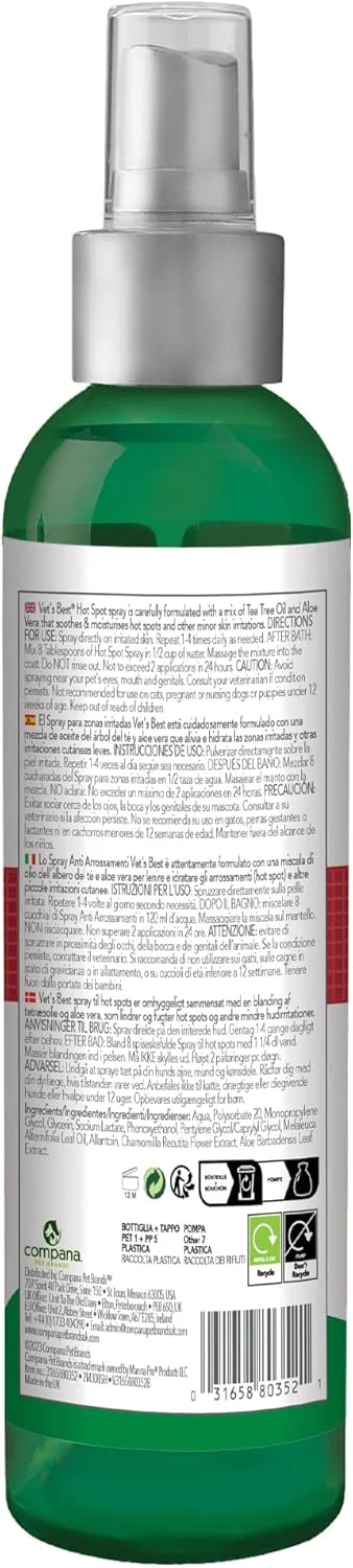 اسپری رفع نقاط داغ سگ ها وتز بست، مراقبت از پوست و پوشش مو، 250 میلی لیتر اسپری رفع نقاط داغ سگ ها وتز بست، مراقبت از پوست و پوشش مو، 250 میلی لیتر