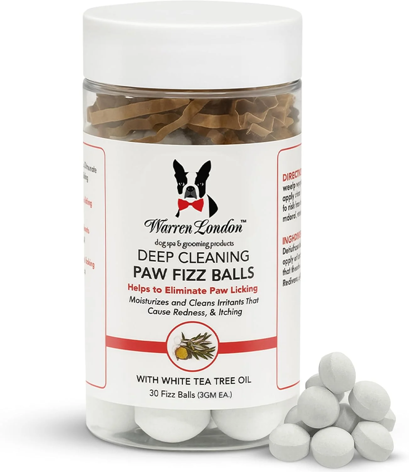 قرص های جوشان پاک کننده عمیق پنجه سگ وارن لندن - 30 عدد | تسکین دهنده خارش و تحریک پنجه ها با جلبک دریایی، روغن درخت چای و آلوئه ورا | تسکین دهنده پنجه و اسپا آسان 5 دقیقه ای