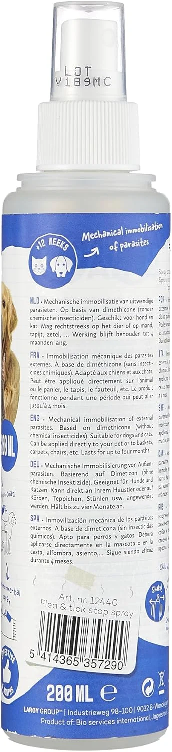 اسپری ضد انگل سگ و گربه دووپلاس مدل Flea & Tick Stop حجم 200 میلی لیتر