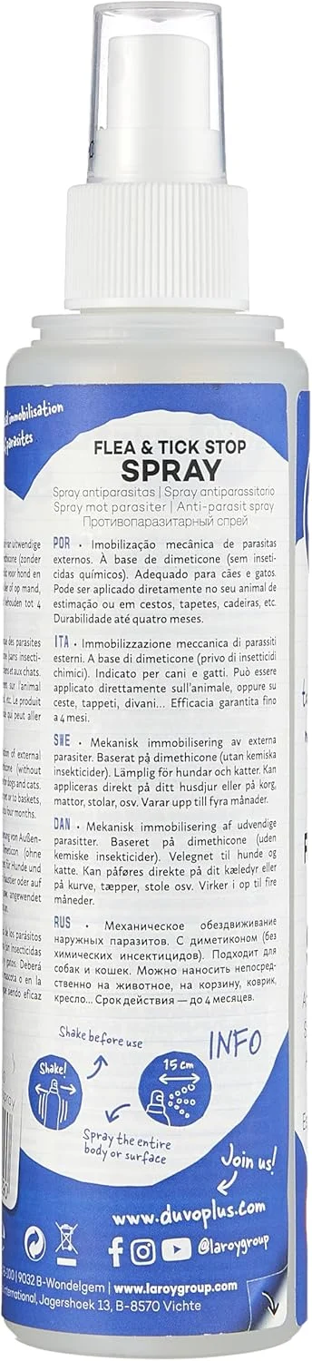 اسپری ضد انگل سگ و گربه دووپلاس مدل Flea & Tick Stop حجم 200 میلی لیتر