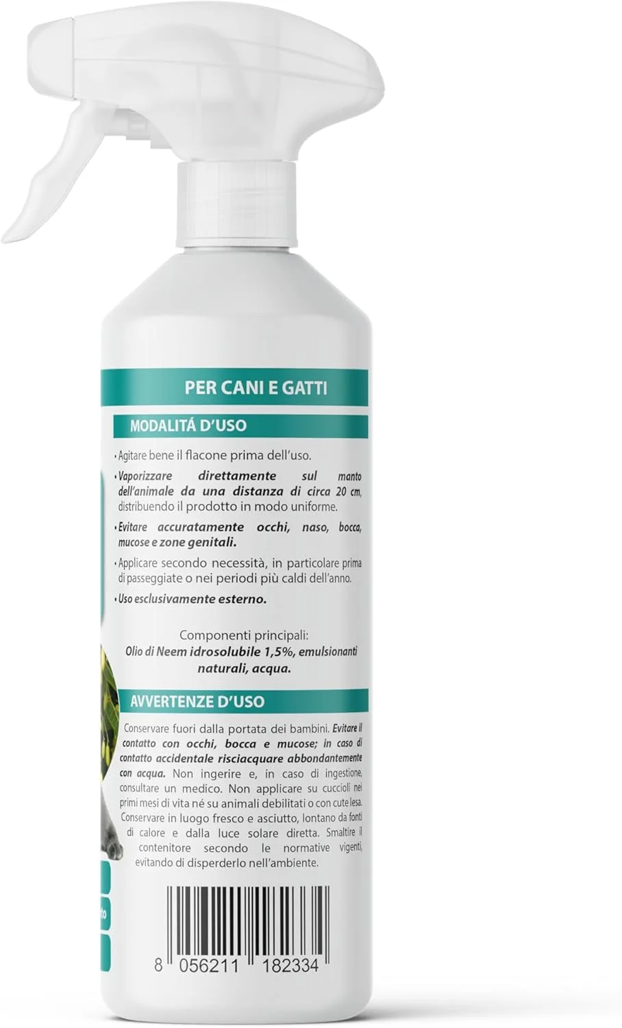 اسپری روغن چریش برای سگ و گربه 1 لیتر - محلول در آب، طبیعی، غیر چرب - عملکرد ملایم، اثر محافظتی نامطلوب برای حشرات اسپری روغن چریش برای سگ و گربه 1 لیتر - محلول در آب، طبیعی، غیر چرب - عملکرد ملایم، اثر محافظتی نامطلوب برای حشرات