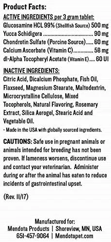 قرص گلوکزامین 2X مندोटा پت - 60 عدد - قرص مفاصل و لگن سگ