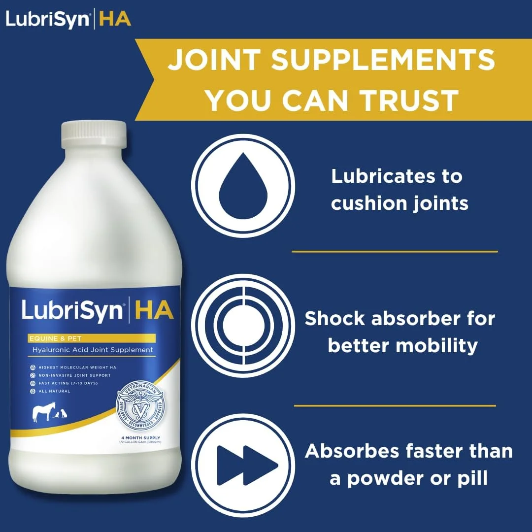 مایع خوراکی اسید هیالورونیک LubriSynHA برای مفاصل حیوانات خانگی و اسب - کاملا طبیعی، وزن مولکولی بالا - پشتیبانی از مفاصل برای اسب ها، سگ ها، گربه ها - ترویج عملکرد سالم مفاصل، ساخت آمریکا