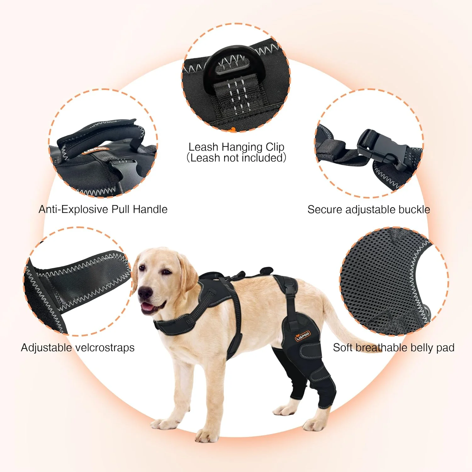 زانوبند پای عقب سگ، محافظ پای عقب سگ برای آرتروز خفیف، دررفتگی کشکک، محافظ پای عقب سگ، تسکین درد آرتروز، زانوبند پای عقب سگ