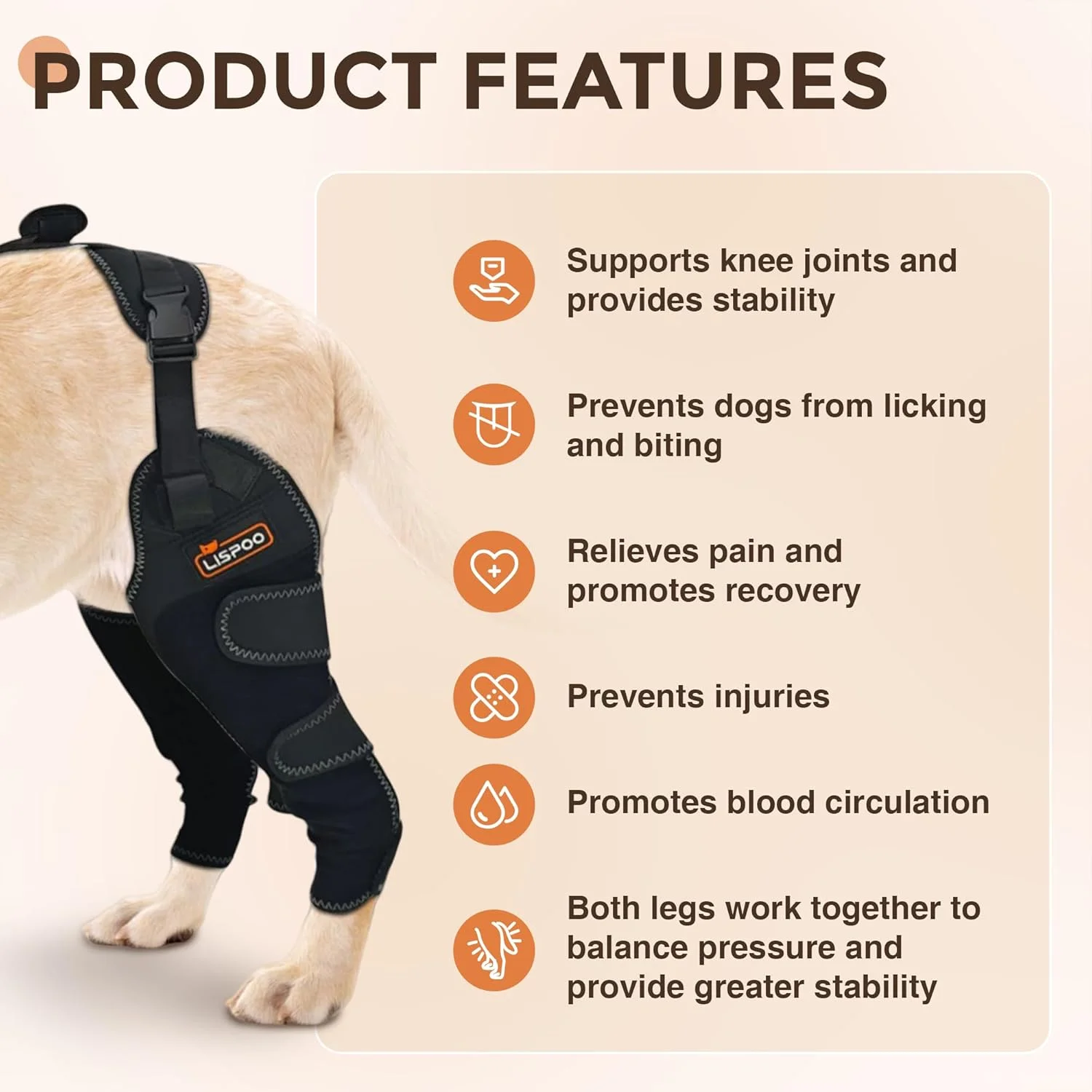 زانوبند پای عقب سگ، محافظ پای عقب سگ برای آرتروز خفیف، دررفتگی کشکک، محافظ پای عقب سگ، تسکین درد آرتروز، زانوبند پای عقب سگ