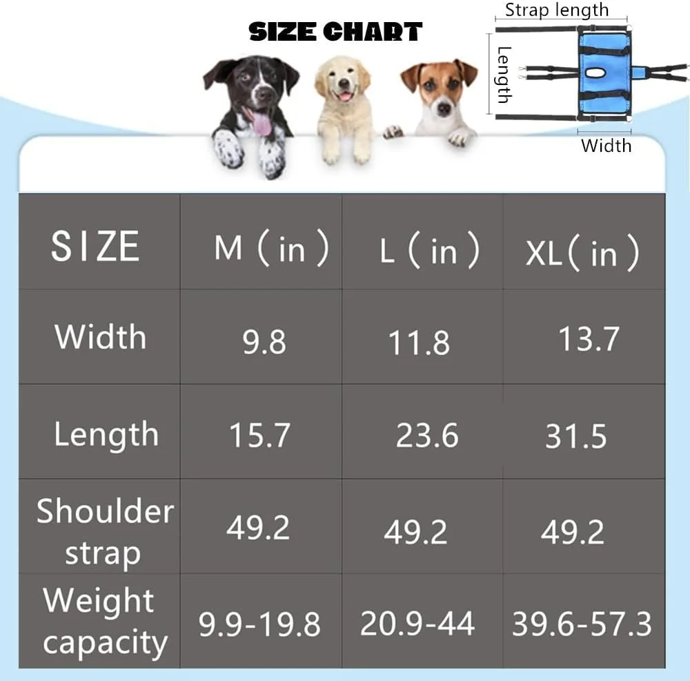 کمک حرکتی سگ، کمک پیاده روی سگ، هارنس بالابر سگ با دسته، جلو، عقب یا تمام بدن برای سگ های مسن، آسیب های مفصلی، سگ های معلول آبی M