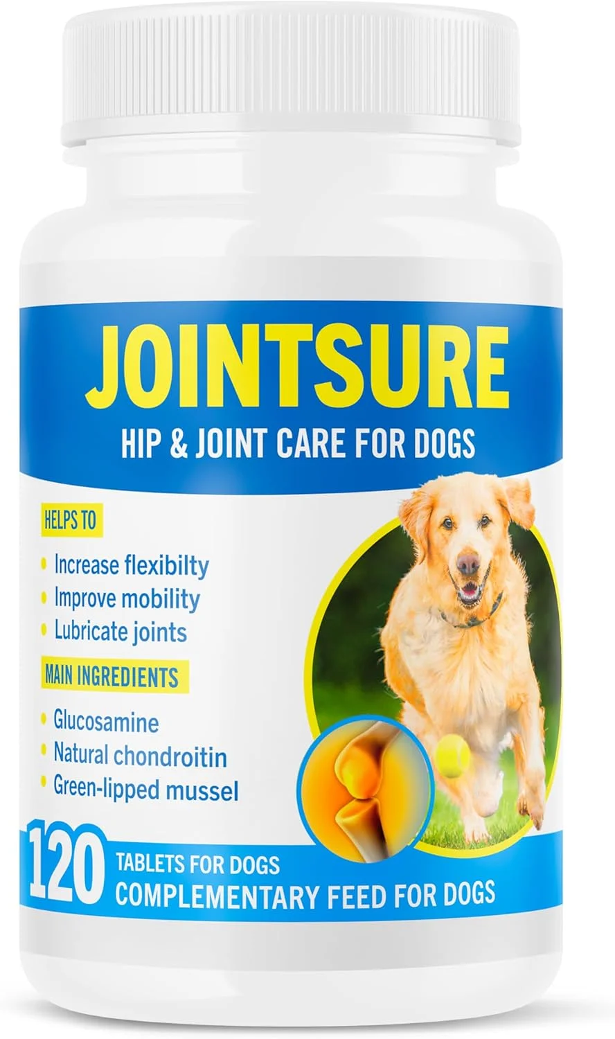 قرص های مفصلی سگ، کپسول های مفصلی ممتاز، 120 قرص حاوی گلوکزامین، پودر مفصلی و صدف های لب سبز، برای بهبود تحرک و سلامت مفاصل در سگ ها