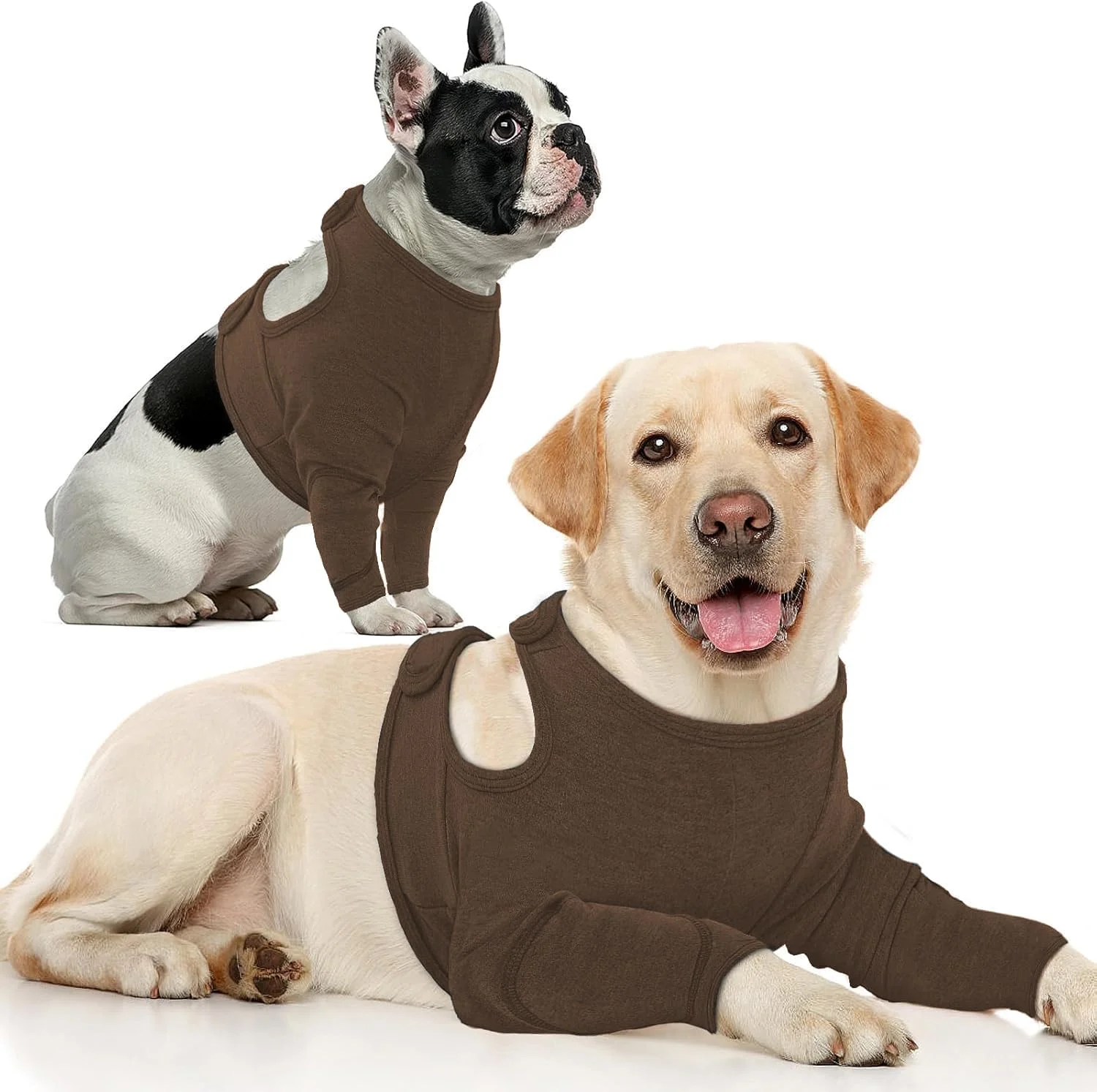 لباس نقاهت سگ ایکویی، لباس نقاهت سگ، آستین نقاهت سگ برای پای جلویی برای جلوگیری از لیسیدن، محافظ زخم پای سگ آستین آرنج سگ برای آسیب های پا و درد مفاصل، لباس سرهمی سگ، خاکی، M