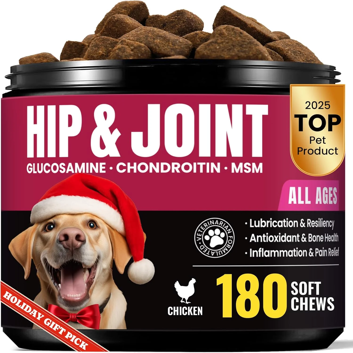 مکمل غذایی مفاصل سگ، حاوی گلوکزامین و کندرویتین، مناسب برای تسکین درد مفاصل سگ - 180 عدد