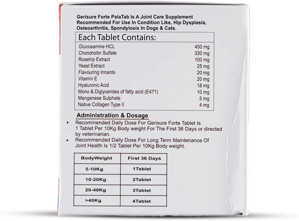مکمل سلامت مفاصل حیوانات خانگی Gerisure Forte (10 X 10 Pala Tab) مکمل سلامت مفاصل حیوانات خانگی Gerisure Forte (10 X 10 Pala Tab)