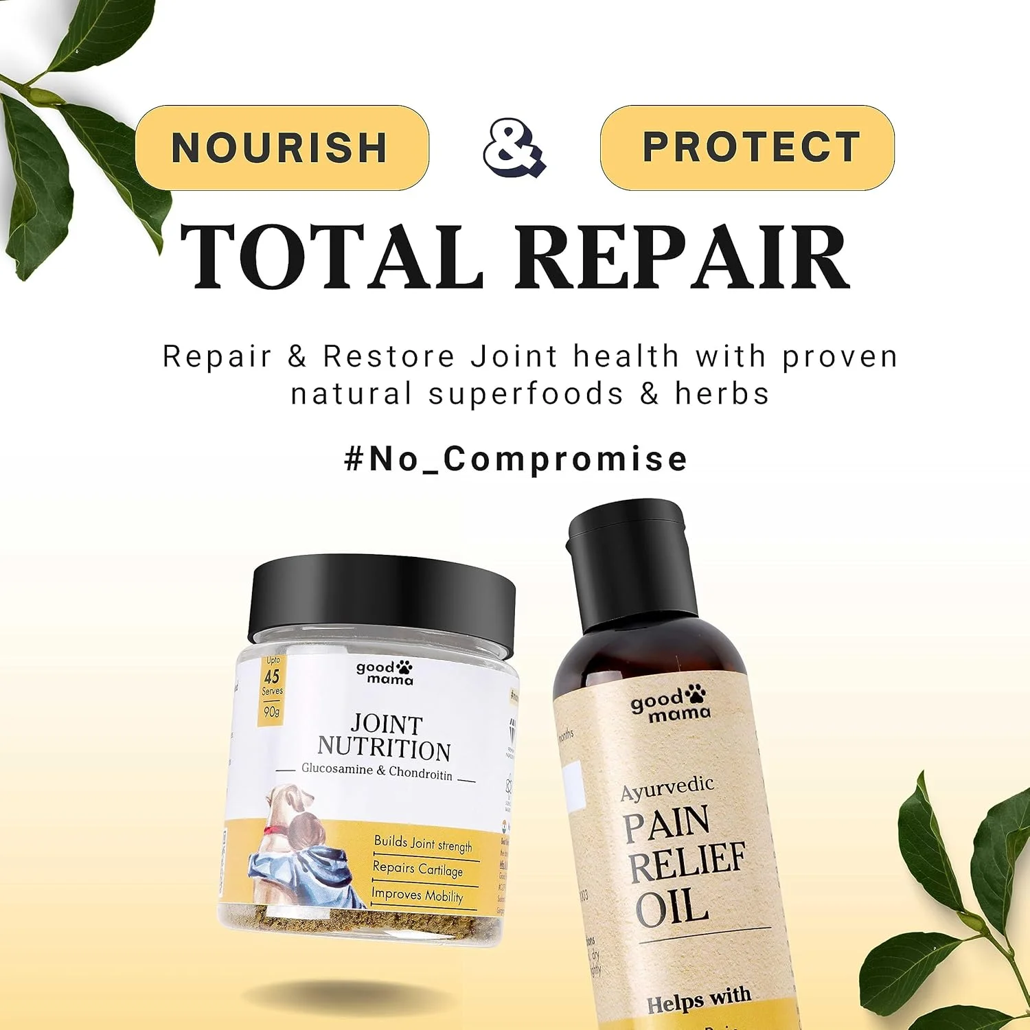 پک ترکیبی مکمل پیشرفته مفاصل و روغن تسکین درد آیورودا برای سگ ها، بسته 2 عددی