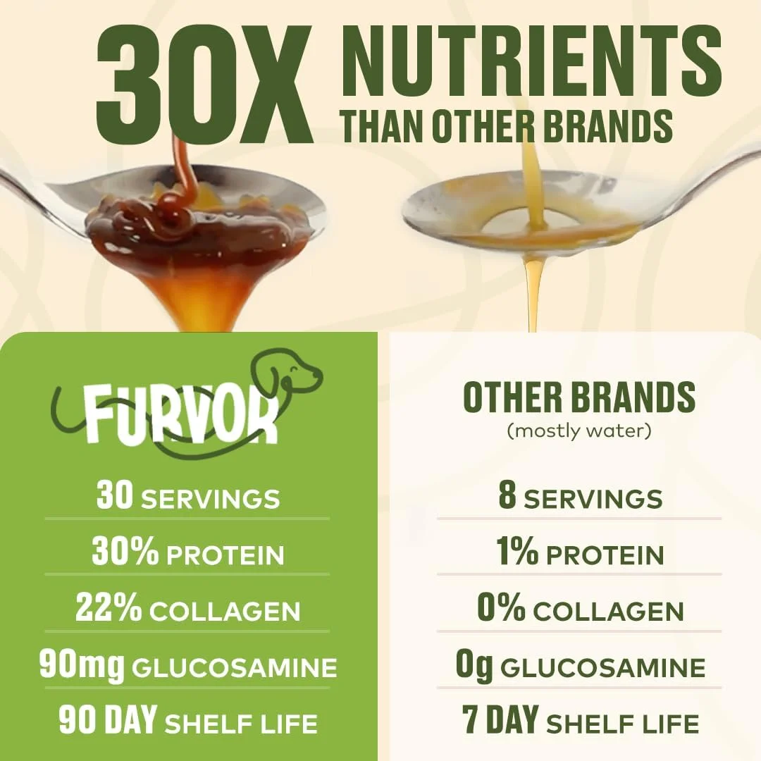 آبگوشت استخوان گاو Furvor برای سگ ها با پشتیبانی از تحرک | پشتیبانی از مفصل ران و مفاصل برای سگ ها | تقویت شده با گلوکزامین و اسیدهای آمینه | مواد با کیفیت انسانی | خیلی آبگوشت استخوان گاو Furvor برای سگ ها با پشتیبانی از تحرک | پشتیبانی از مفصل ران و مفاصل برای سگ ها | تقویت شده با گلوکزامین و اسیدهای آمینه | مواد با کیفیت انسانی | خیلی