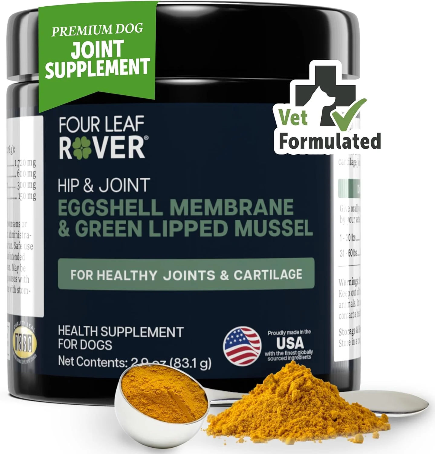 مکمل مفاصل و تحرک چهار برگ شبدر برای سگ ها، 68 گرم - 22 تا 60 روز مصرف، بسته به وزن سگ - فرموله شده توسط دامپزشک - مخلوط آسان - خوشمزه مکمل مفاصل و تحرک چهار برگ شبدر برای سگ ها، 68 گرم - 22 تا 60 روز مصرف، بسته به وزن سگ - فرموله شده توسط دامپزشک - مخلوط آسان - خوشمزه