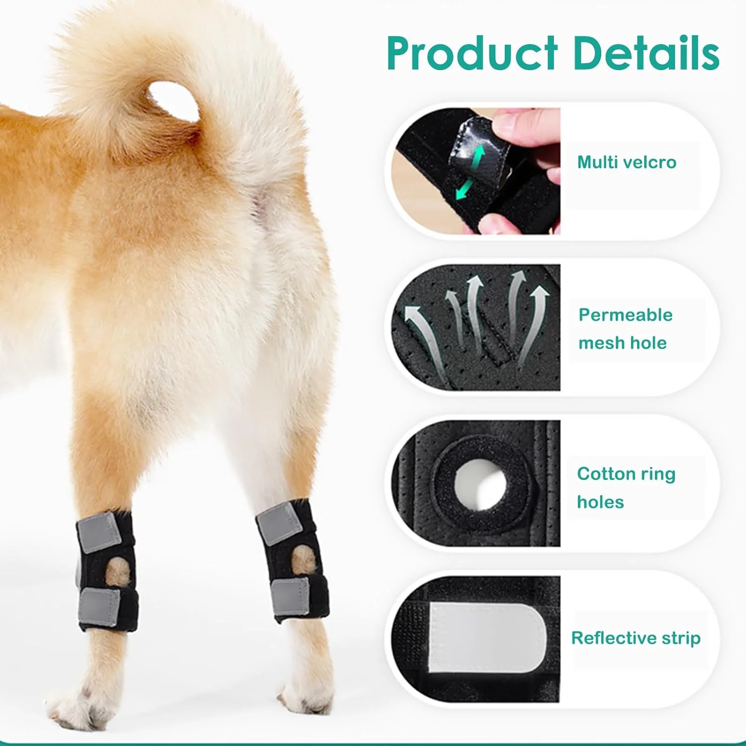 زانوبند سگ برای مچ پا و ساق پا، محافظ پا برای حمایت از مفاصل، آستین پا برای جلوگیری از آسیب و رگ به رگ شدن، M