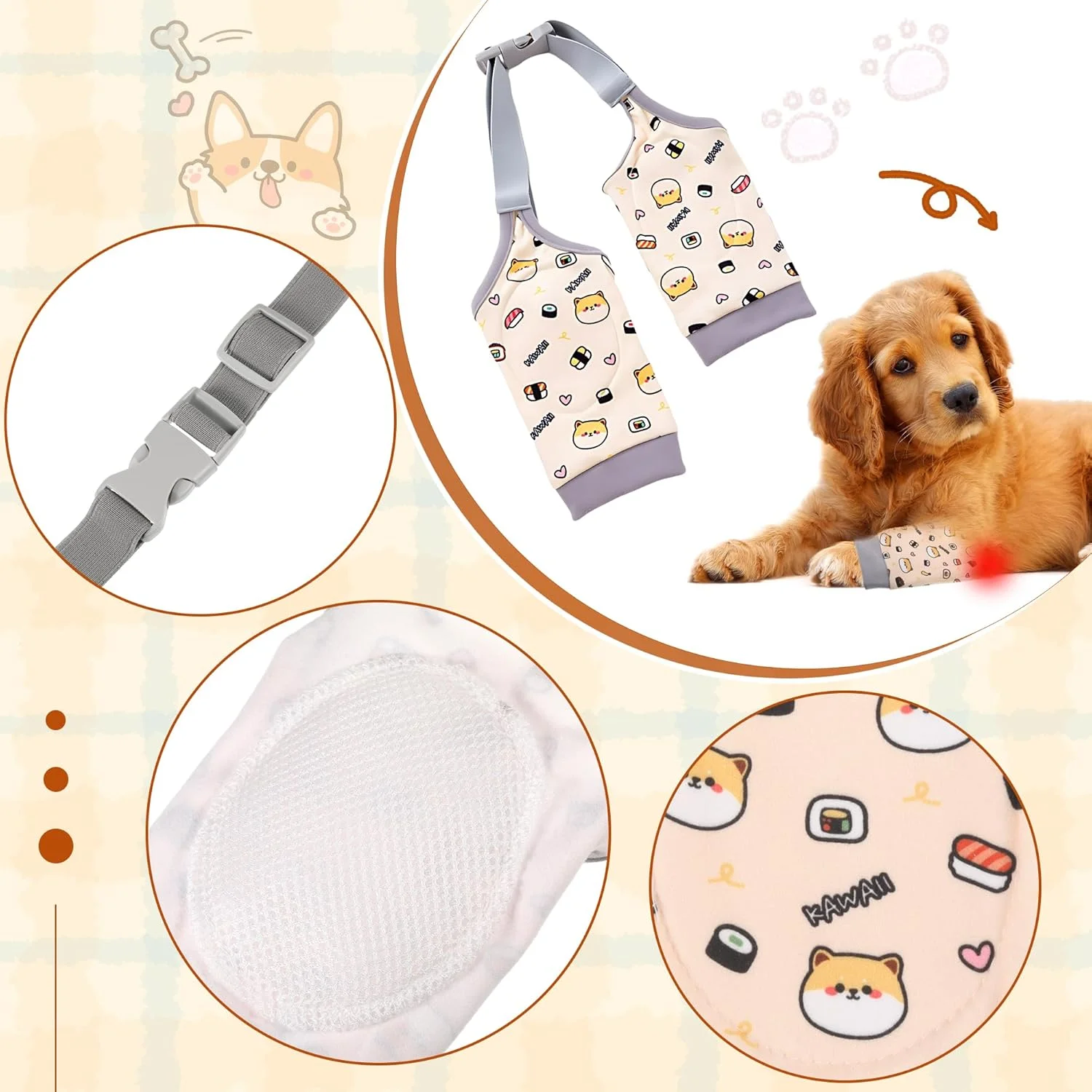 محافظ ساق پای سگ، زانوبند سگ برای سگ های متوسط و بزرگ، از لیسیدن زخم جلوگیری می کند، به آرتروز کمک می کند (2XL)