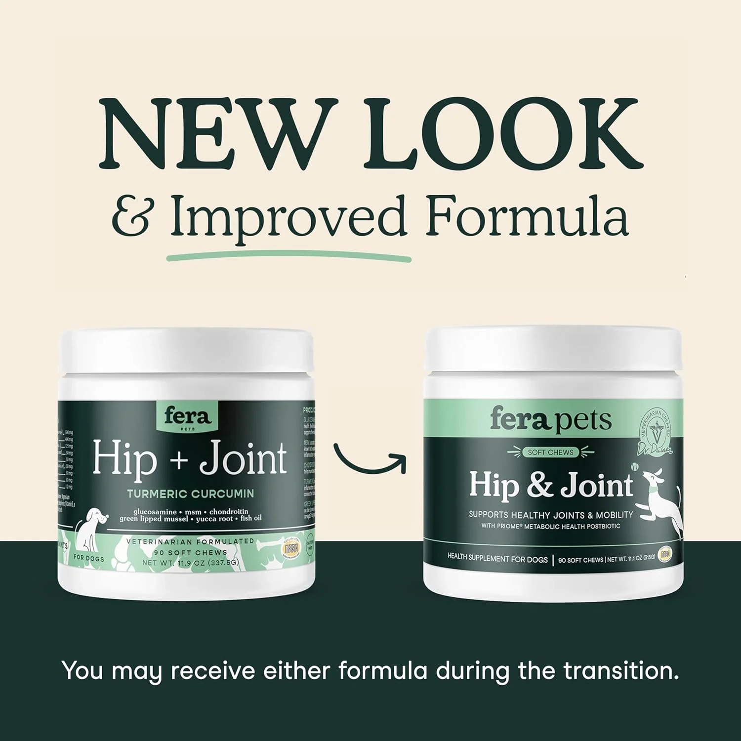 مکمل مفصل و استخوان Fera Pets برای سگ ها با گلوکزامین، MSM، کندرویتین و صدف لب سبز - پشتیبانی از مفاصل سالم و مدیریت وزن - 90 عدد جویدنی نرم