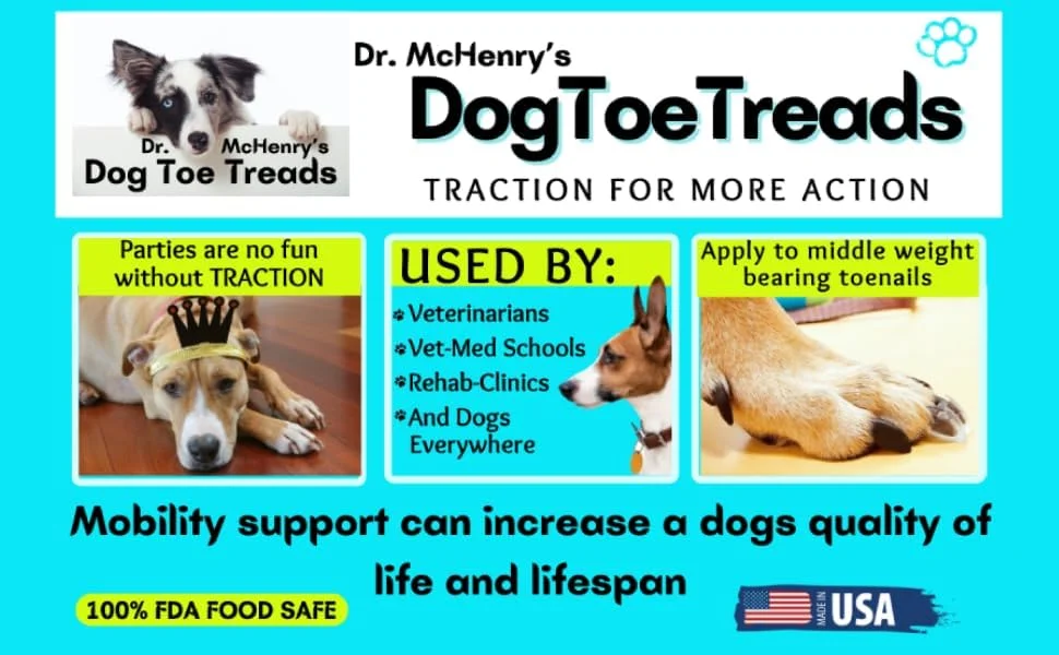 پدهای انگشت سگ دکتر مک هنری، مجموعه 24 عددی با چسب و برس تمیز کننده، افزایش کشش و ثبات روی سطوح لغزنده، پشتیبانی از کشش و تحرک سگ های مسن، سایز خیلی بزرگ - وزن: 27-68 کیلوگرم