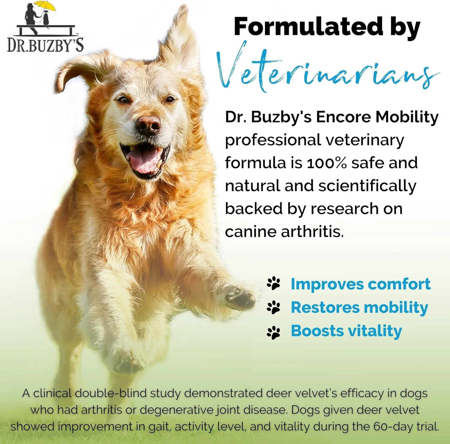 مکمل مفاصل و لگن سگ های مسن دکتر بازبی، ۹۰ قرص جویدنی، حاوی مخمل گوزن نیوزلندی و صدف لب سبز، تسکین درد حیوانات خانگی