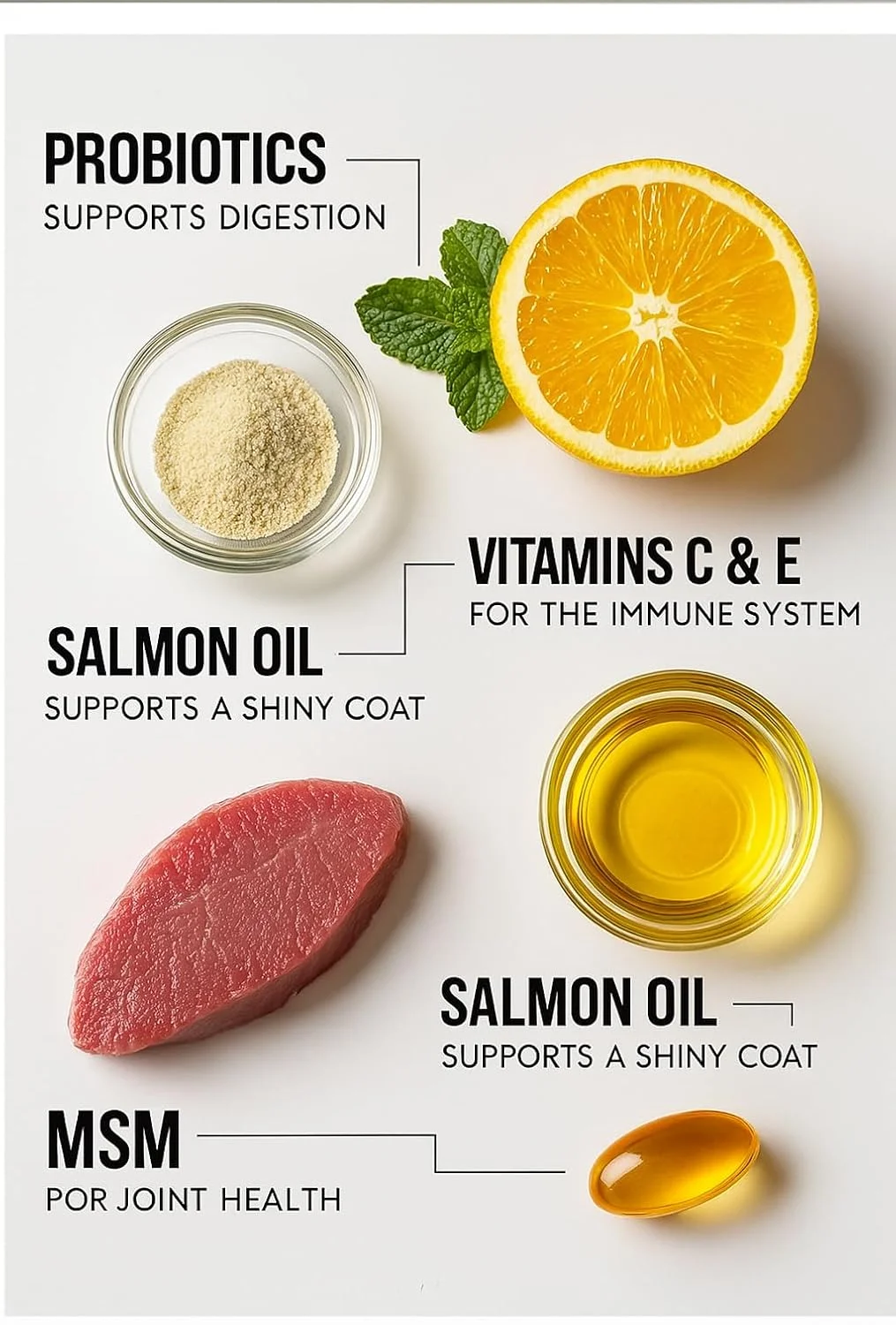 مولتی ویتامین سگ دکتر فلکس 8 در 1 - 60 عدد جویدنی نرم - حاوی پروبیوتیک ها، ویتامین ها، روغن ماهی سالمون، MSM و کندرویتین - پشتیبانی از هضم، ایمنی و تحرک مفاصل