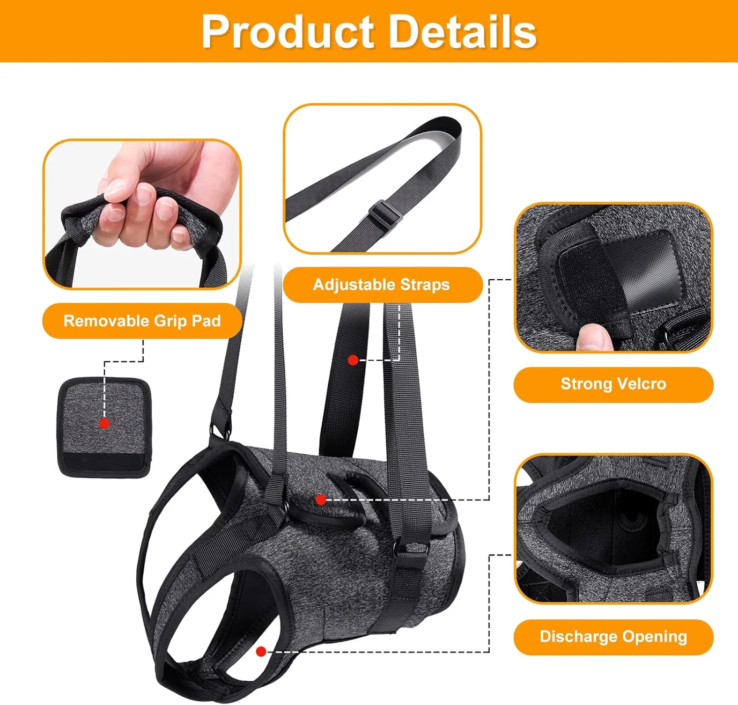 هارنس بالابر سگ، اسلینگ هارنس پشتیبانی سگ برای پاهای عقب، بند پشتیبانی کمکی قابل تنظیم برای سگ های آسیب دیده، معلول و مسن (M)