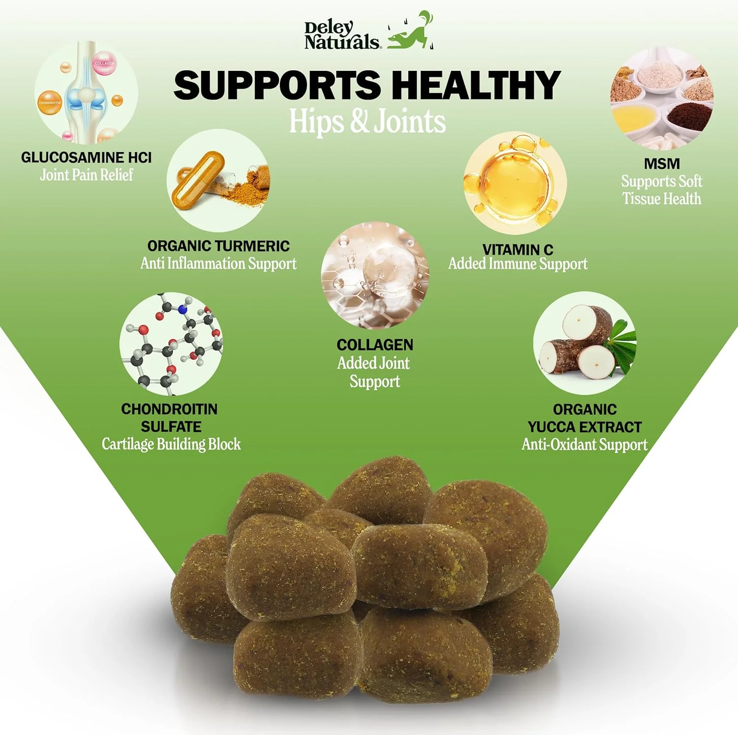 دلی نچرالز، تسکین پیشرفته درد مفاصل برای سگ ها. بهترین گلوکزامین برای سگ ها با کندرویتین، MSM و زردچوبه ارگانیک. مکمل 100% طبیعی مفصل ران و مفصل برای سگ ها. 120 عدد جویدنی نرم با طعم مرغ