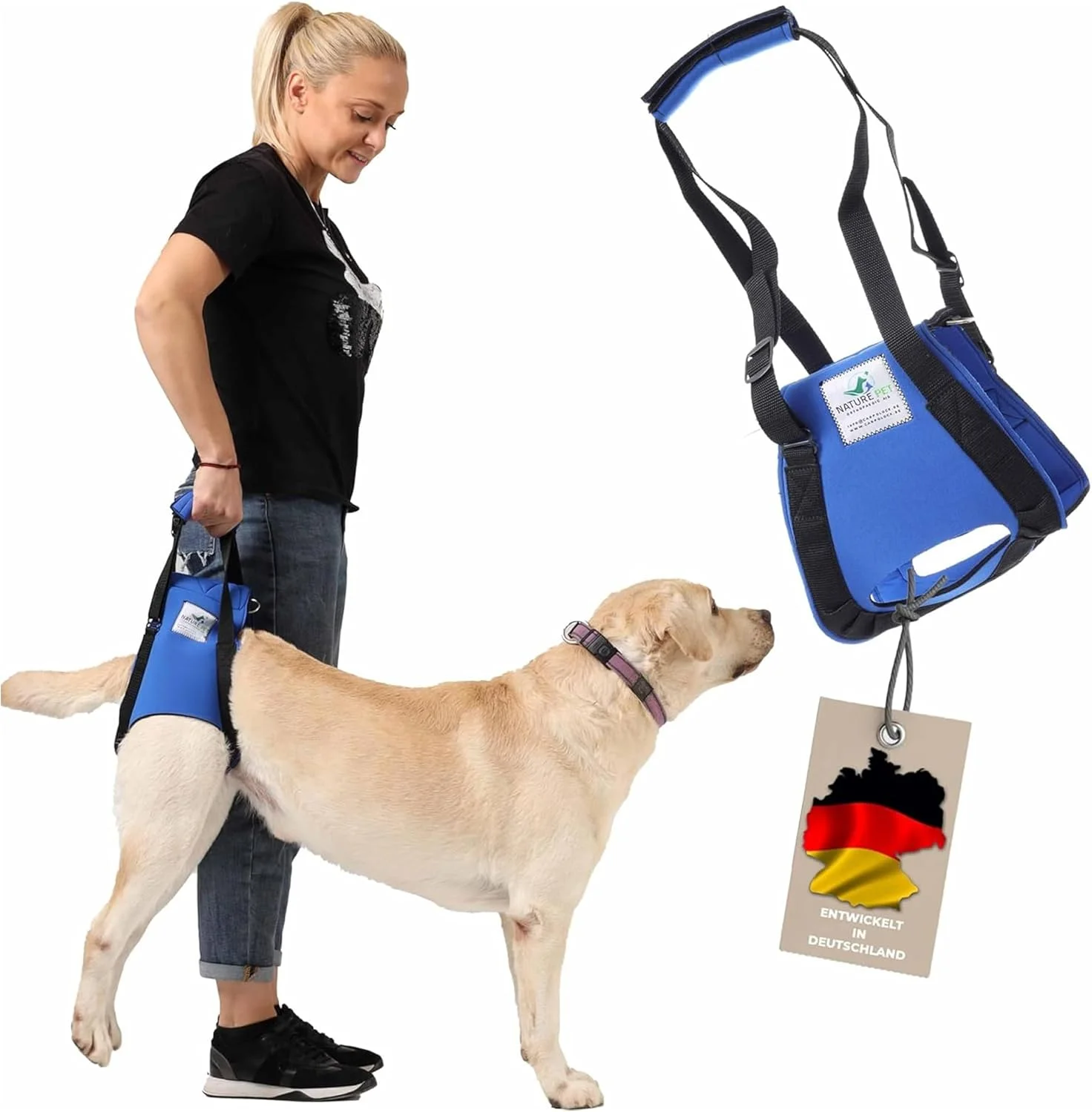 وسیله کمکی حمل سگ سایز M مشکی / وسیله کمکی پیاده روی سگ / وسیله کمکی توانبخشی سگ، هارنس کمکی برای مشکلات ستون فقرات، لگن و زانو سگ شما.