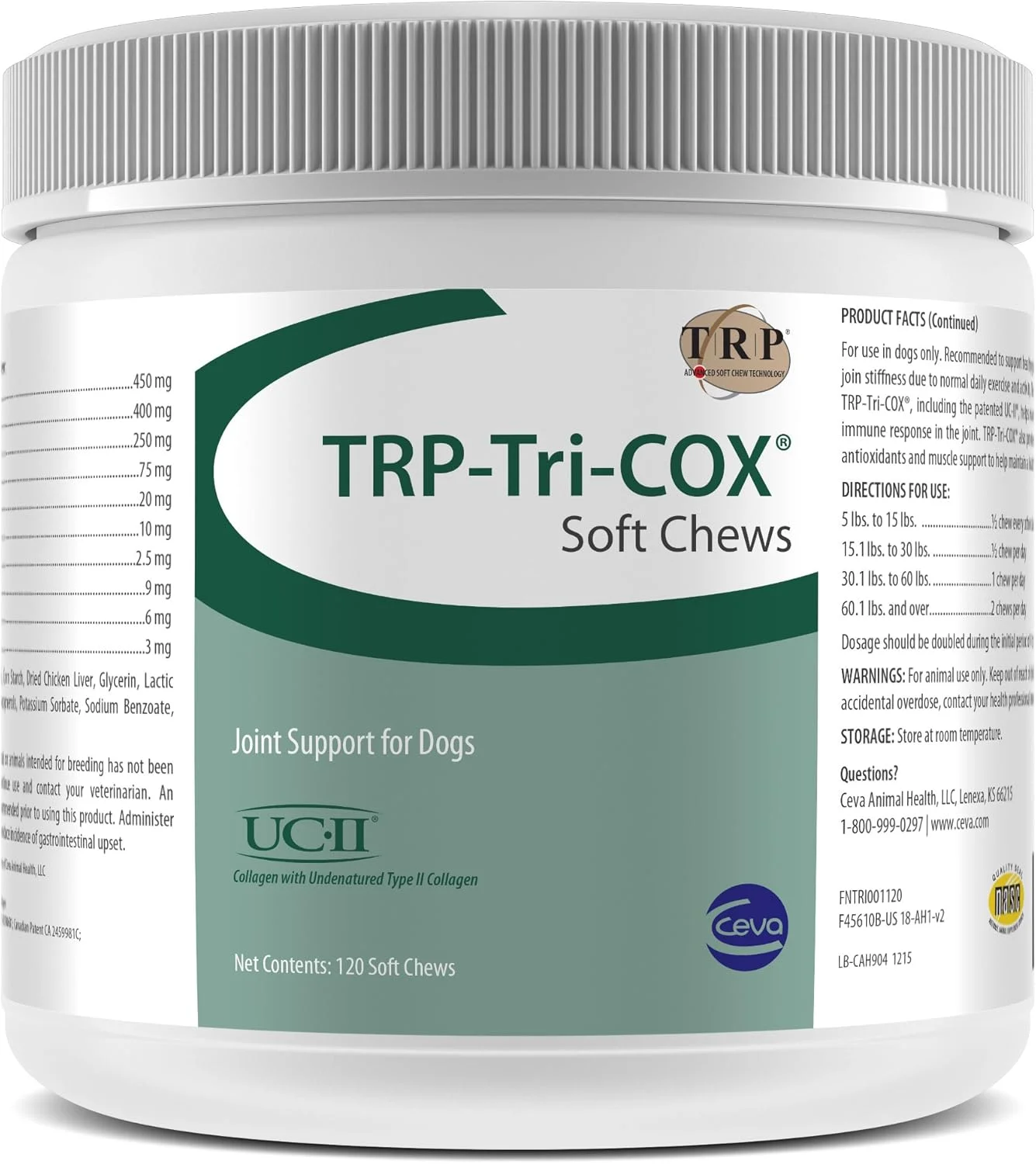 قرص های نرم جویدنی TRP Tri COX Animal Health CEVA - پشتیبانی از مفاصل سگ ها (120 عدد)