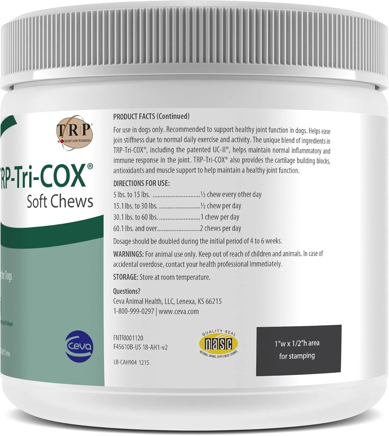 قرص های نرم جویدنی TRP Tri COX Animal Health CEVA - پشتیبانی از مفاصل سگ ها (120 عدد)