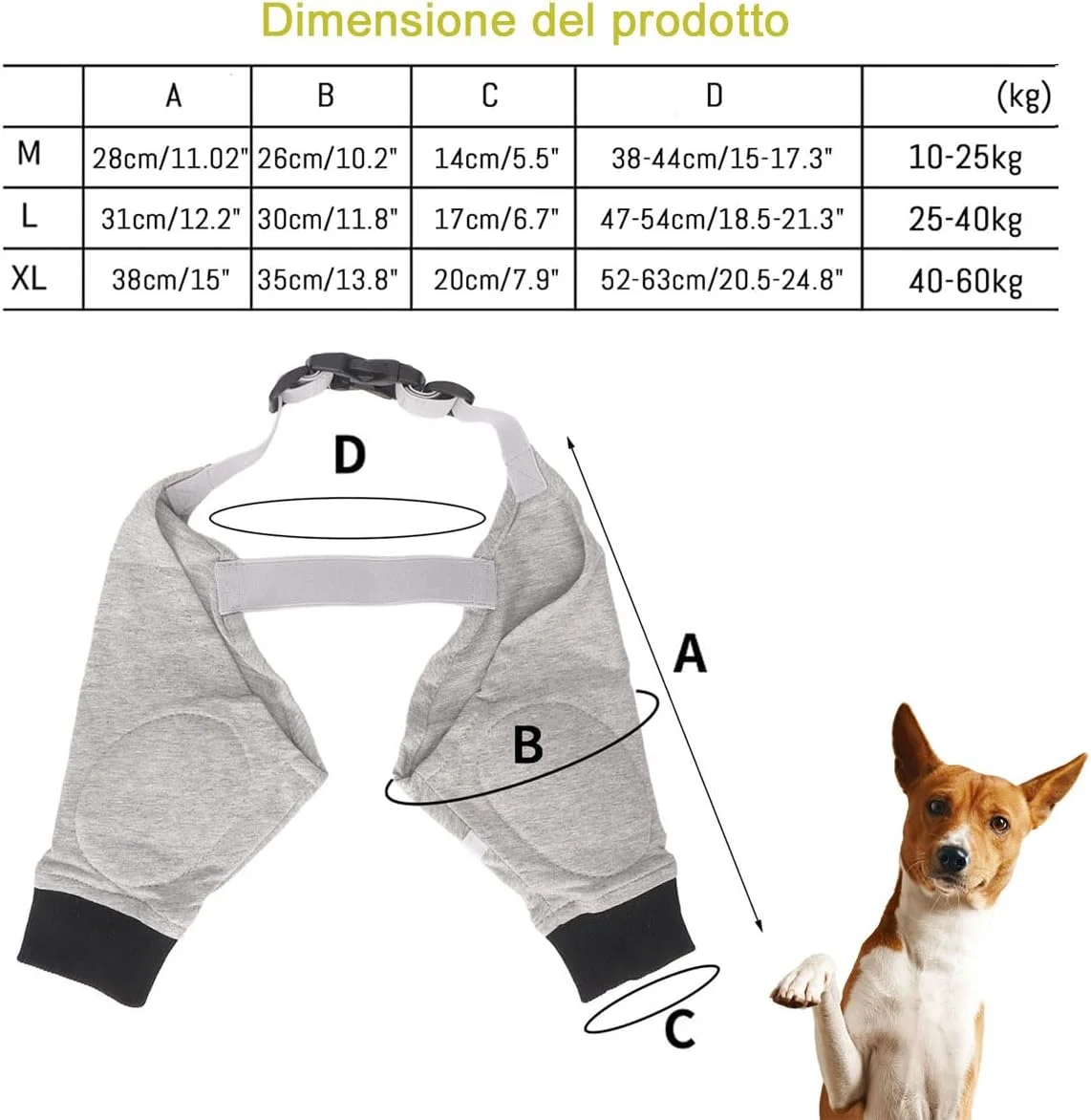 زانوبند سگ، آتل قابل تنظیم برای آرنج سگ، محافظت از زخم و گرم نگه داشتن در زمستان (XL)