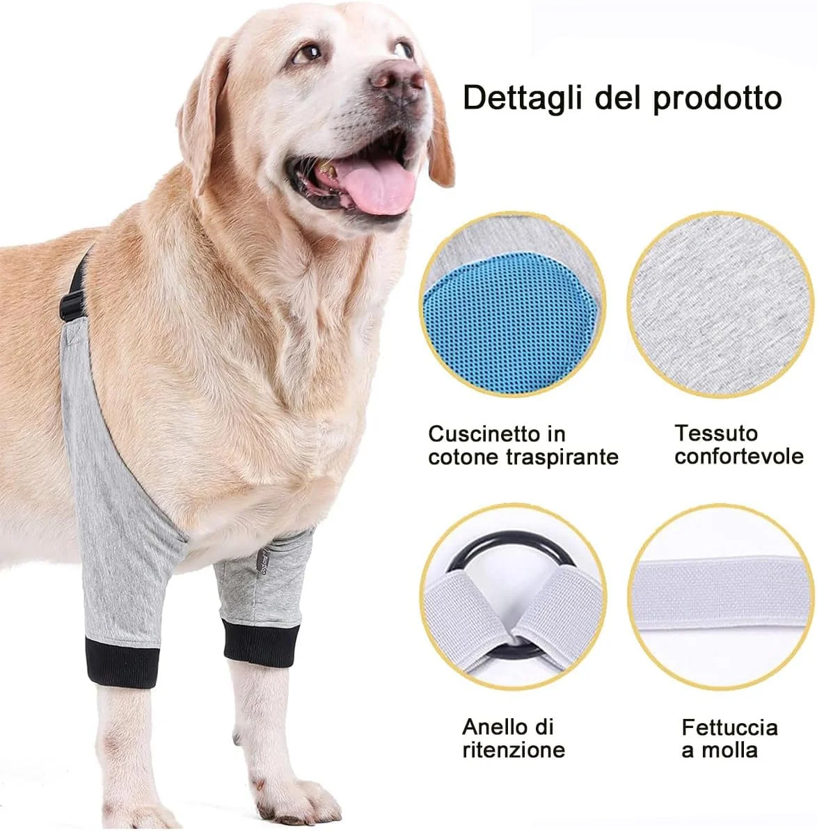 زانوبند سگ، آتل قابل تنظیم برای آرنج سگ، محافظت از زخم و گرم نگه داشتن در زمستان (XL)