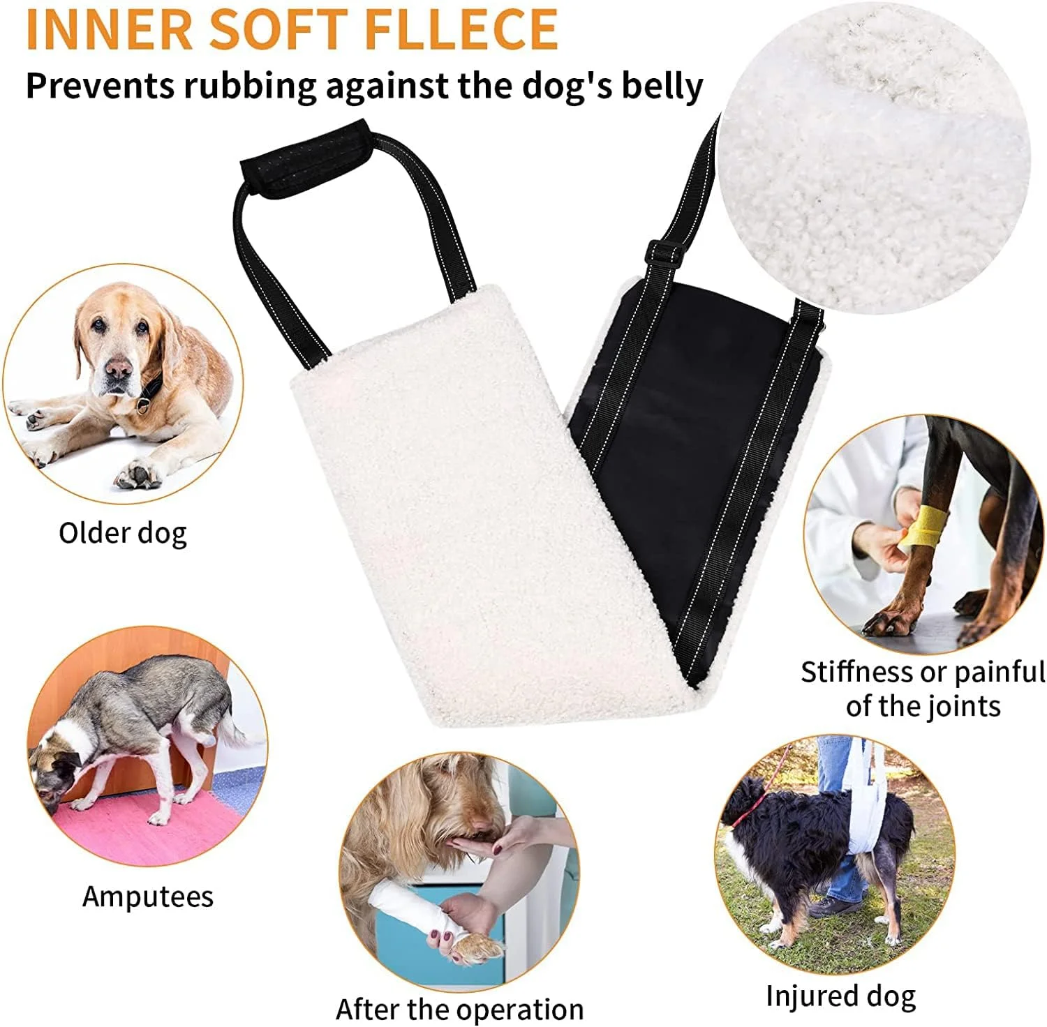 اسلینگ کمکی حرکتی سگ کوچک برای پاهای عقب، هارنس بالابر سگ قابل تنظیم برای بلند کردن حیوانات خانگی از قسمت عقب و جلو برای سگ ها و توانبخشی رباط صلیبی سگ های مسن