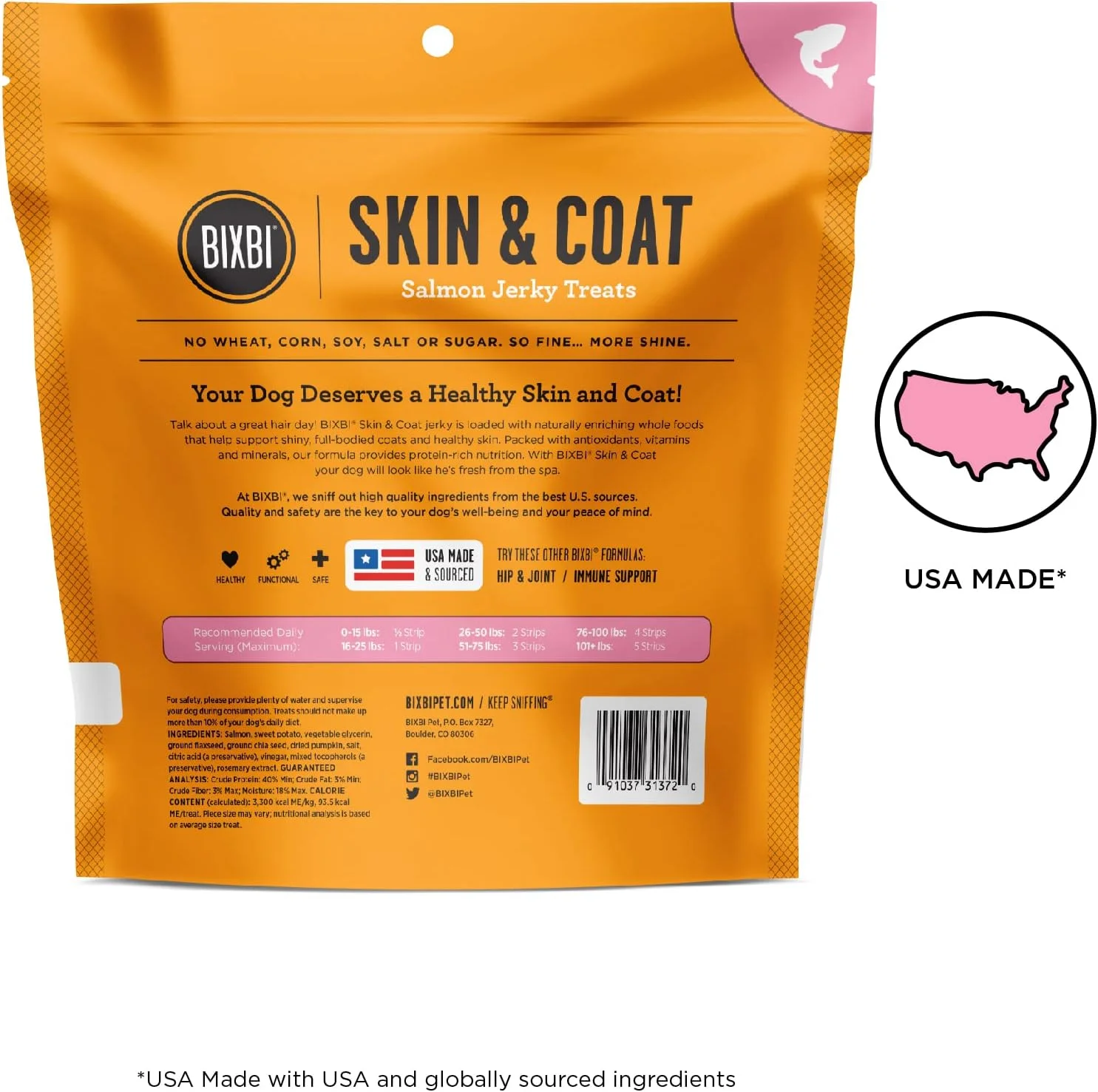 تشویقی سگ با طعم سالمون BIXBI برای پوست و مو، 283 گرم - تهیه شده در آمریکا، بدون غلات - غنی از آنتی اکسیدان برای حمایت از پوشش براق و پرپشت - سرشار از پروتئین، تغذیه کامل، بدون مواد افزودنی تشویقی سگ با طعم سالمون BIXBI برای پوست و مو، 283 گرم - تهیه شده در آمریکا، بدون غلات - غنی از آنتی اکسیدان برای حمایت از پوشش براق و پرپشت - سرشار از پروتئین، تغذیه کامل، بدون مواد افزودنی
