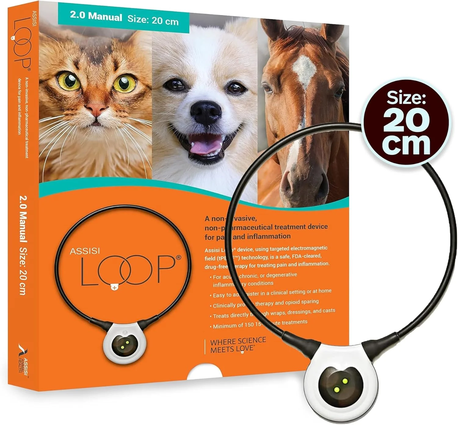 دستگاه tPEMF دستی آسیسی لوپ 2.0 (20 سانتی متر) برای سگ، گربه و اسب