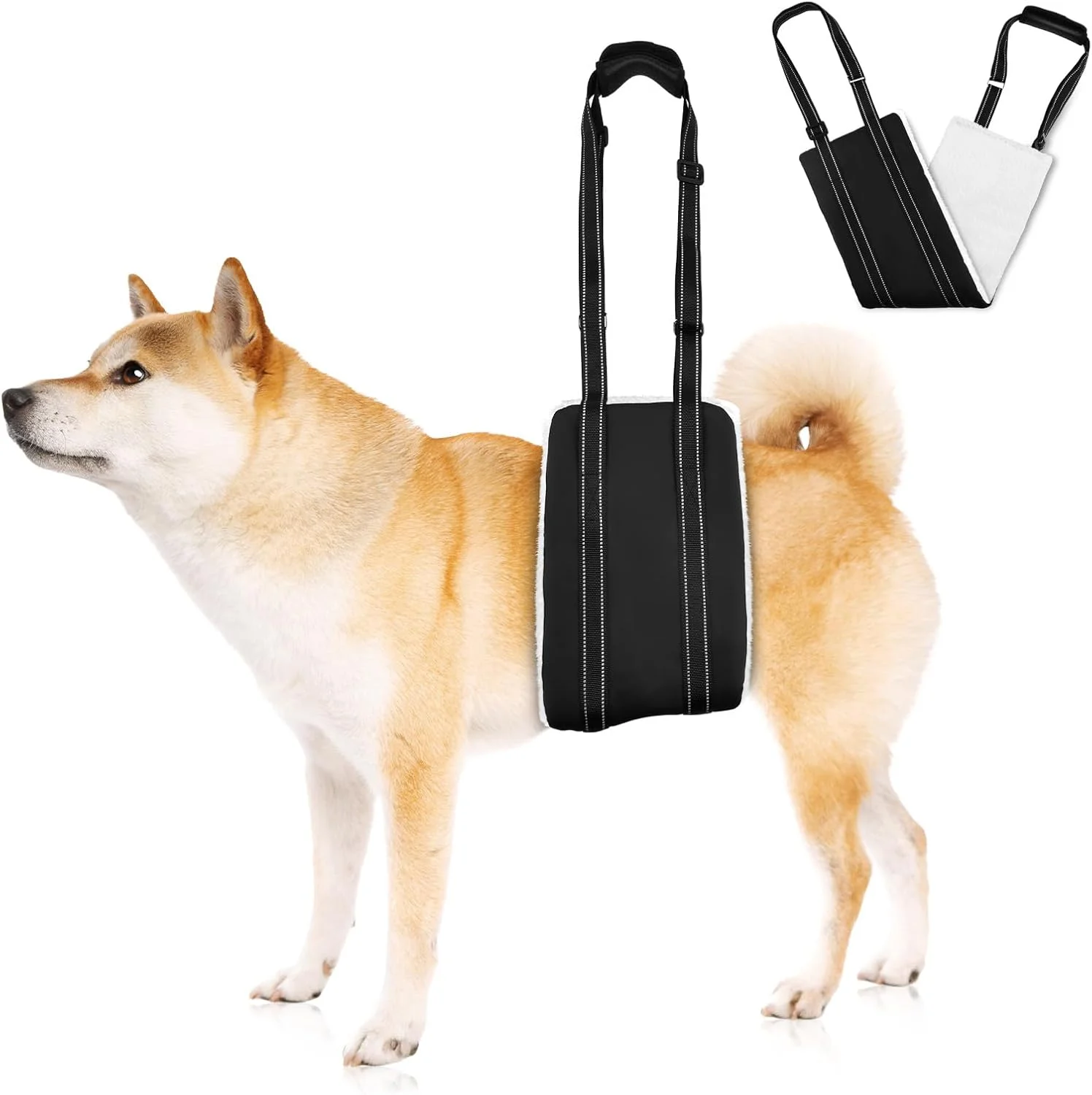 اسلینگ کمکی حرکتی سگ برای پاهای عقب، اسلینگ بالابر برای حیوانات خانگی با دسته، هارنس بالابر قابل تنظیم برای سگ های پیر، پاهای عقب ضعیف، با آسیب دیدگی، معلولیت (برای سگ متوسط)