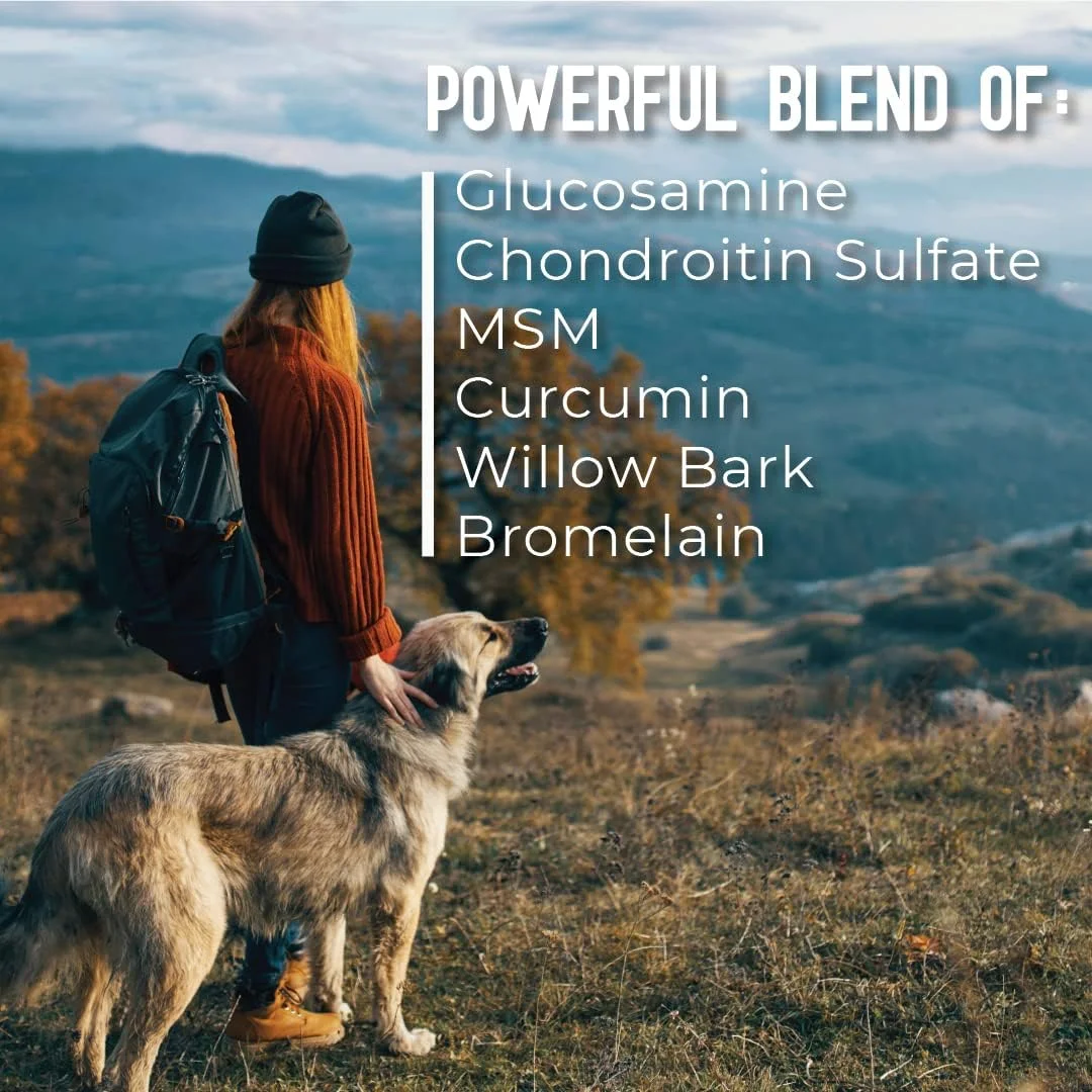 قلاده کمک به تحرک مفاصل ران و مفصل برای سگ ها با گلوکزامین، کندرویتین، MSM و موارد دیگر | راحت و آسان | 30 روز پشتیبانی مداوم | مقاوم در برابر آب (متوسط/بزرگ)