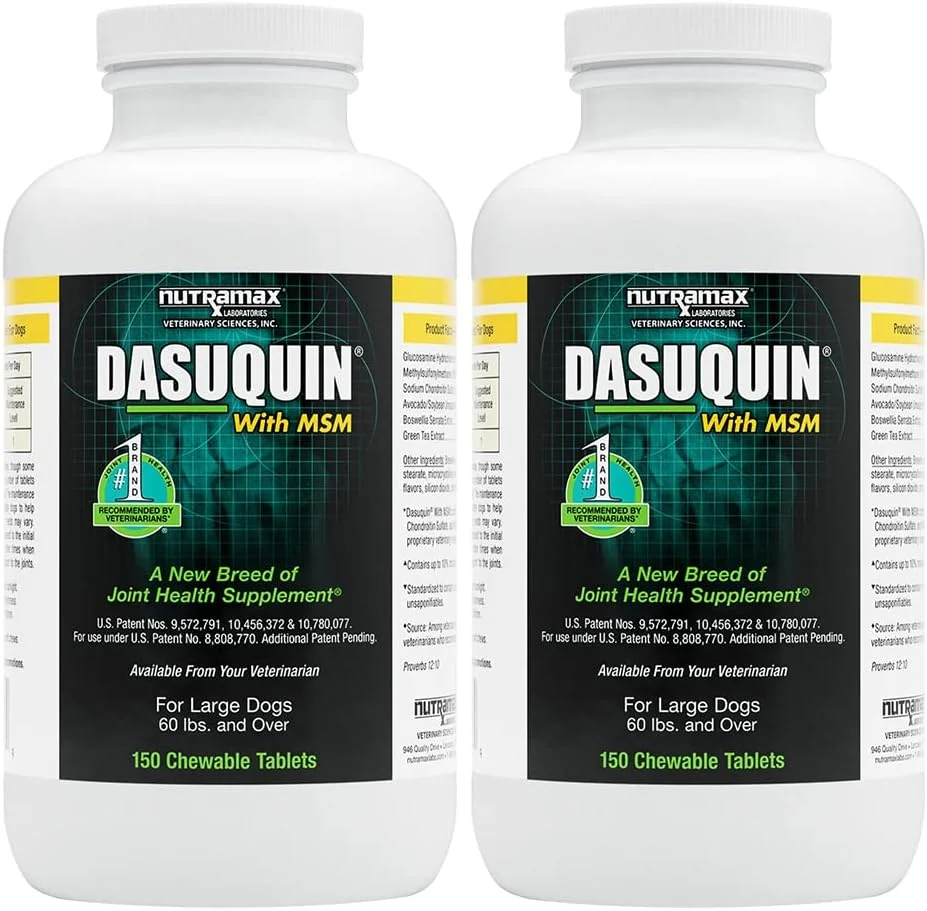 مکمل سلامت مفاصل Nutramax Laboratories Dasuquin با MSM برای سگ های بزرگ - حاوی گلوکزامین، MSM، کندرویتین، ASU، عصاره Boswellia Serrata و عصاره چای سبز، 2 بسته، 300 قرص جویدنی