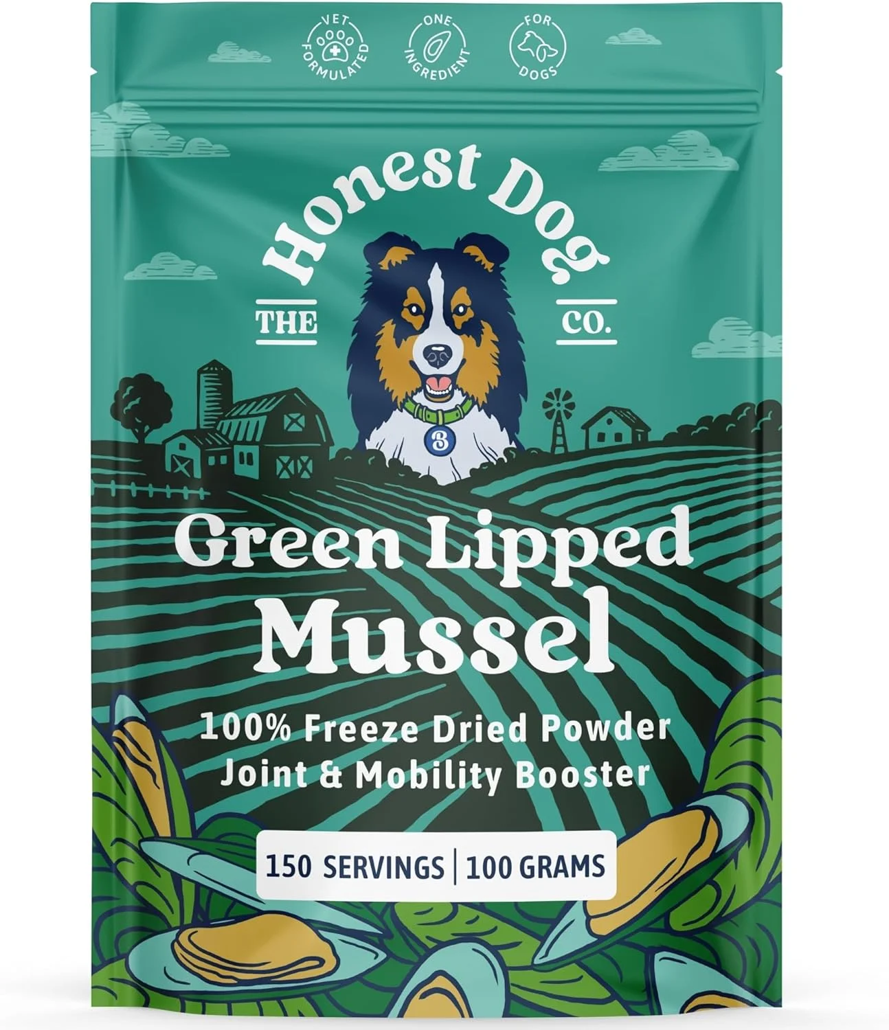 پودر صدف سبز برای سگ ها - تقویت کننده تحرک و انعطاف پذیری - مراقبت از مفاصل و استخوان لگن - پودر صدف سبز (100 گرم، 100 پیمانه)