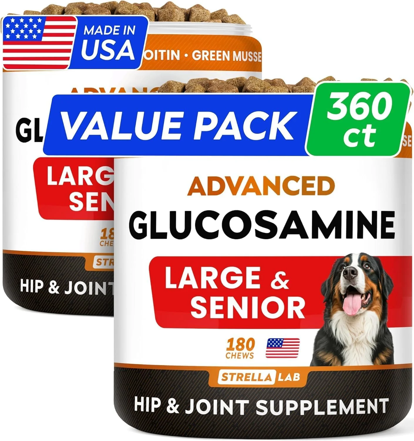 مکمل پیشرفته گلوکزامین کندرویتین سگ STRELLALAB برای مفاصل - قرص های تسکین درد مکمل پیشرفته گلوکزامین کندرویتین سگ STRELLALAB برای مفاصل - قرص های تسکین درد