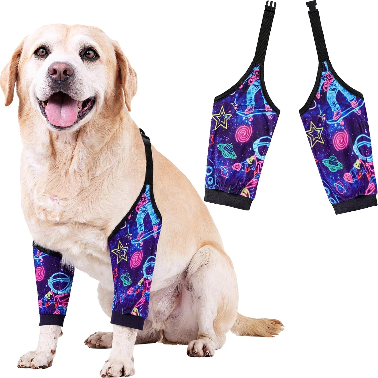 آستین محافظ آرنج سگ، پد محافظ زانو، آستین درمان پینه آرنج برای زخم ها، جلوگیری از لیسیدن پاهای جلویی برای سگ های بزرگ سایز 3XL، فضانورد