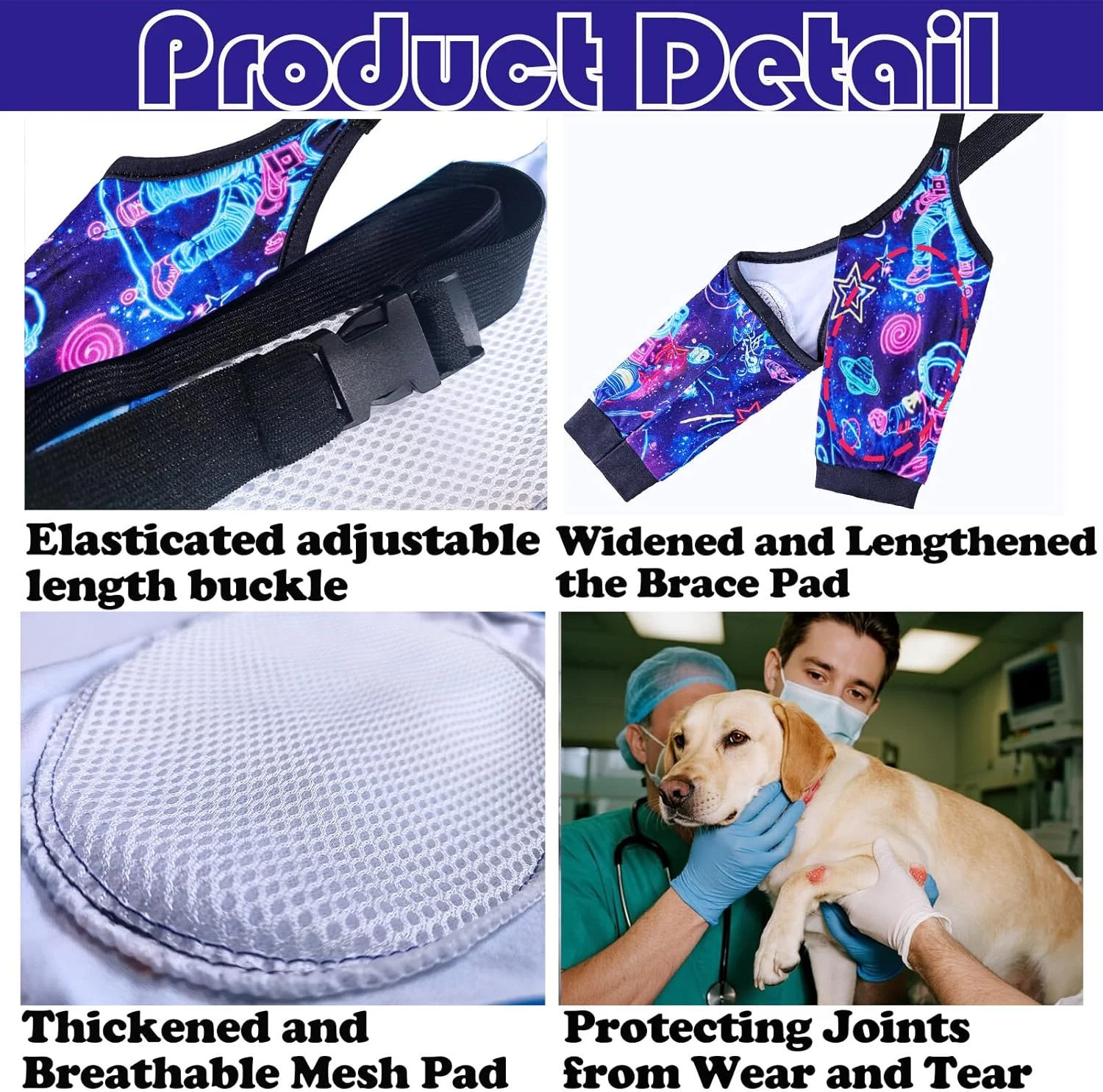 آستین محافظ آرنج سگ، پد محافظ زانو، آستین درمان پینه آرنج برای زخم ها، جلوگیری از لیسیدن پاهای جلویی برای سگ های بزرگ سایز 3XL، فضانورد