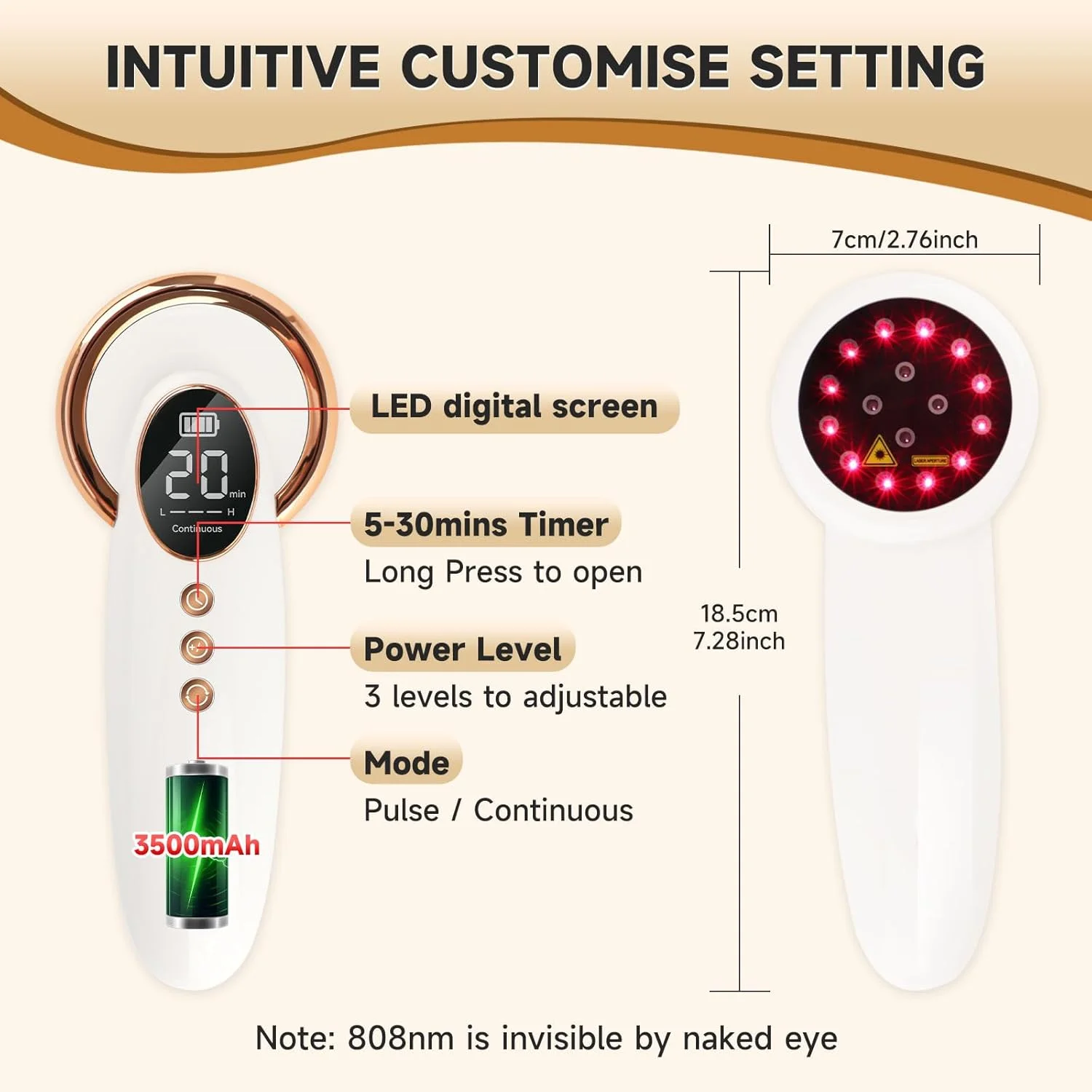 دستگاه نوردرمانی لیزری سرد قرمز برای سگ ها، دستگاه نوردرمانی مادون قرمز دستی با کیف قابل حمل، نمایشگر LED واضح و حالت پیوسته/پالس و 3 سطح قدرت، 12 عدد 650 نانومتر و 4 عدد 808 نانومتر
