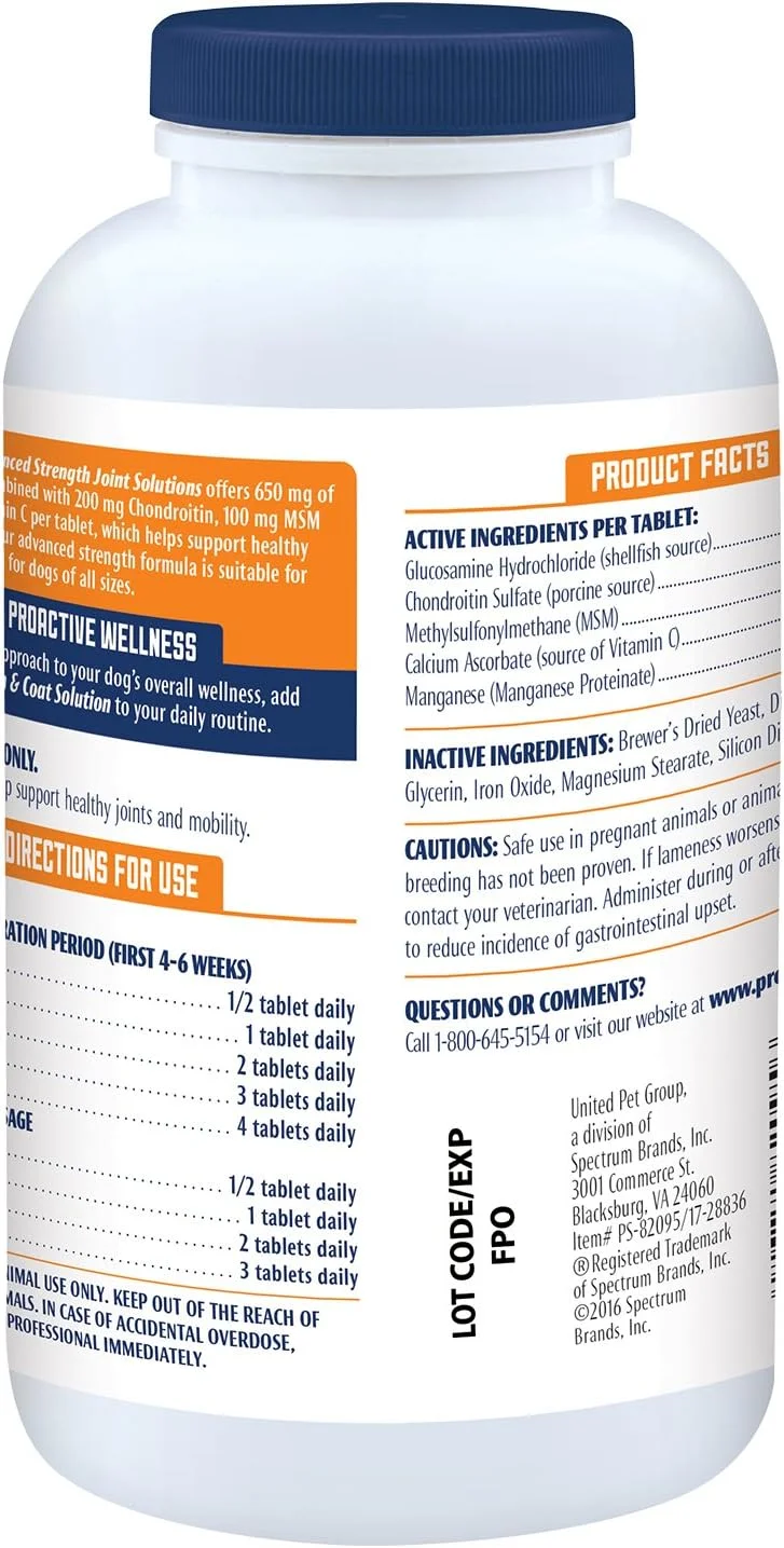 قرص های جویدنی گلوکزامین با قدرت پیشرفته Pro Sense برای سگ ها، 120 عدد