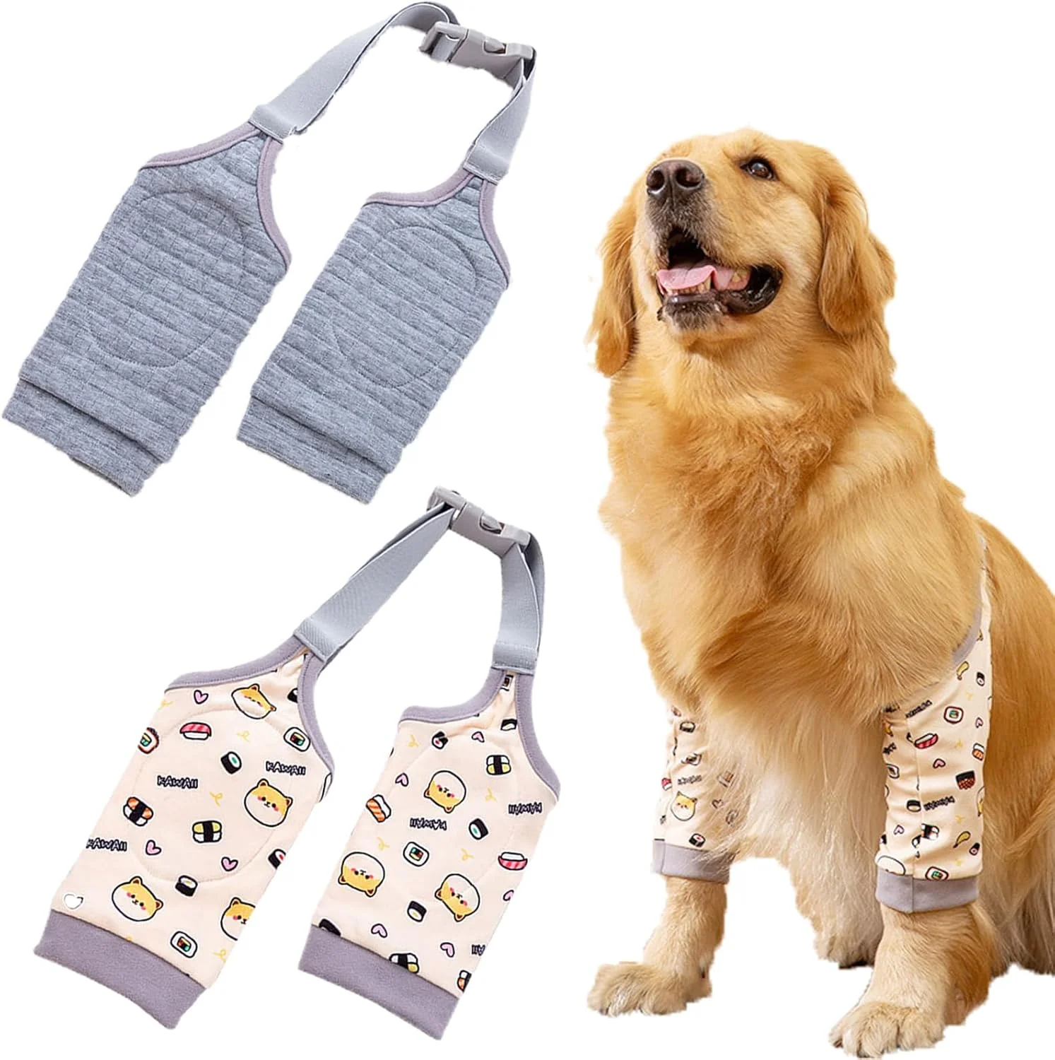 زانوبند حیوانات خانگی Euioovm برای سگ های متوسط و بزرگ، جلوگیری از لیسیدن زخم (زرد، خاکستری، XXL) بسته 2 عددی