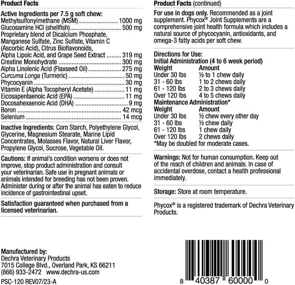 خوراکی نرم تقویتی مفاصل سگ فایکاکس، 120 عدد خوراکی نرم تقویتی مفاصل سگ فایکاکس، 120 عدد