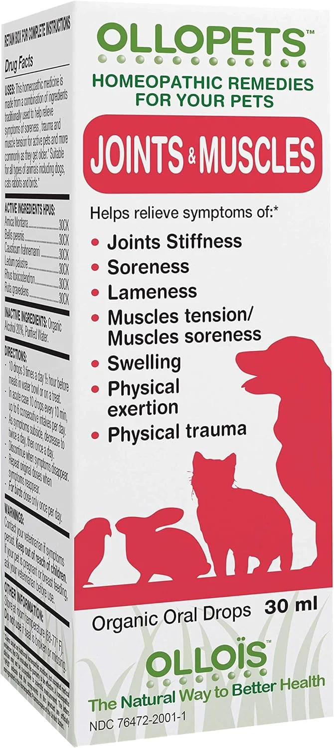 قطره مفاصل و عضلات OLLOPETS، گزینه هومیوپاتی ارگانیک برای حیوانات خانگی، 1 اونس مایع