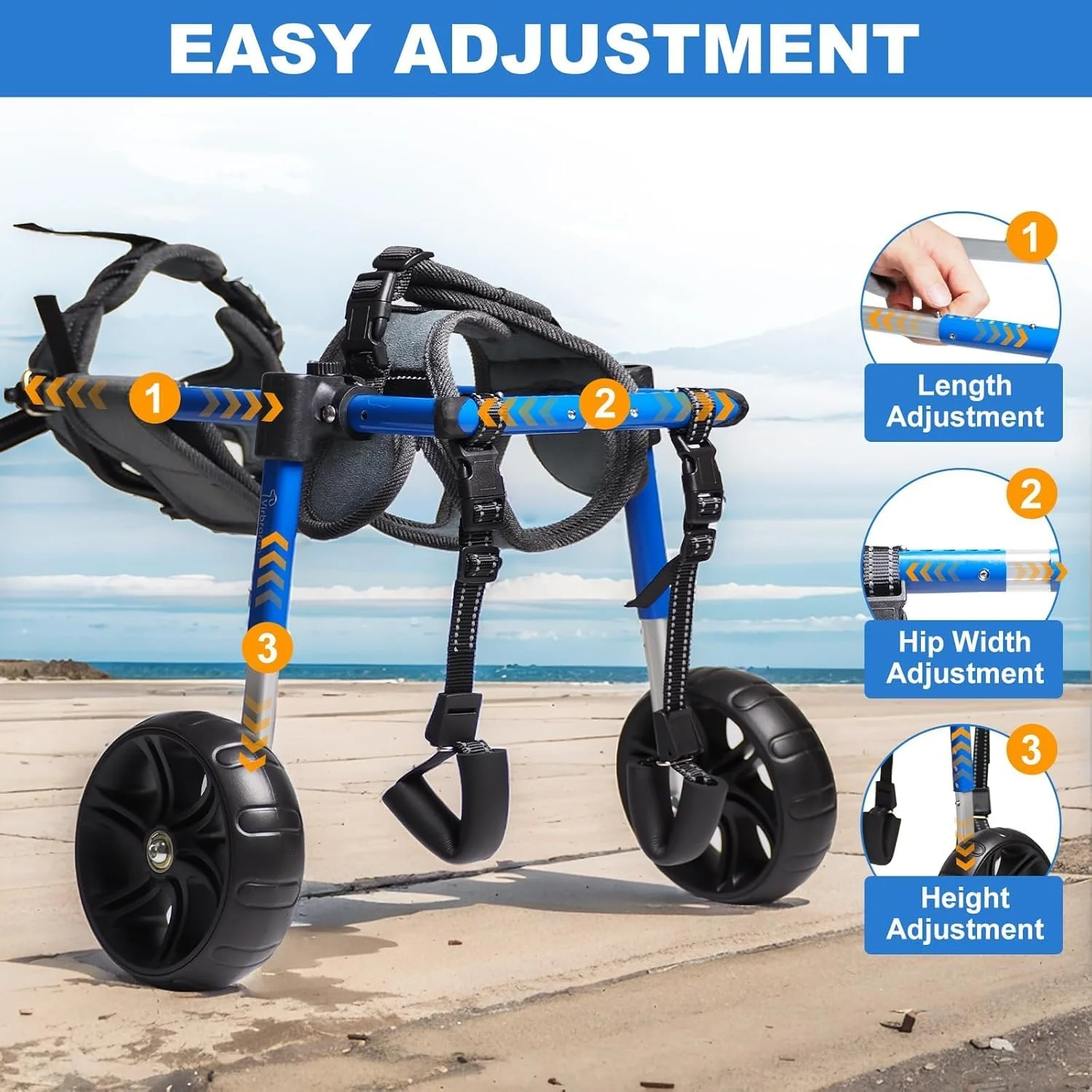 ویلچر سگ برای پاهای عقب با لاستیک های ارتقا یافته مناسب تمام سطوح و بلبرینگ های بادوام، ویلچر سگ قابل تنظیم برای ۱۱.۸ تا ۱۷.۷ اینچ، ۱۵ تا ۲۲ کیلوگرم، مناسب سگ های معلول یا آسیب دیده متوسط/بزرگ ویلچر سگ برای پاهای عقب با لاستیک های ارتقا یافته مناسب تمام سطوح و بلبرینگ های بادوام، ویلچر سگ قابل تنظیم برای ۱۱.۸ تا ۱۷.۷ اینچ، ۱۵ تا ۲۲ کیلوگرم، مناسب سگ های معلول یا آسیب دیده متوسط/بزرگ