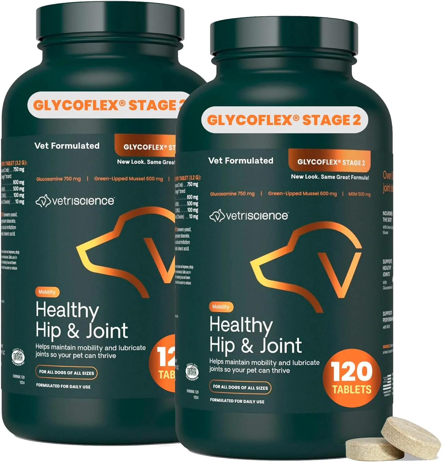 مکمل مفصل و لگن سگ VETRISCIENCE Glyco Flex® 2، قرص های جویدنی (بسته 2 عددی)