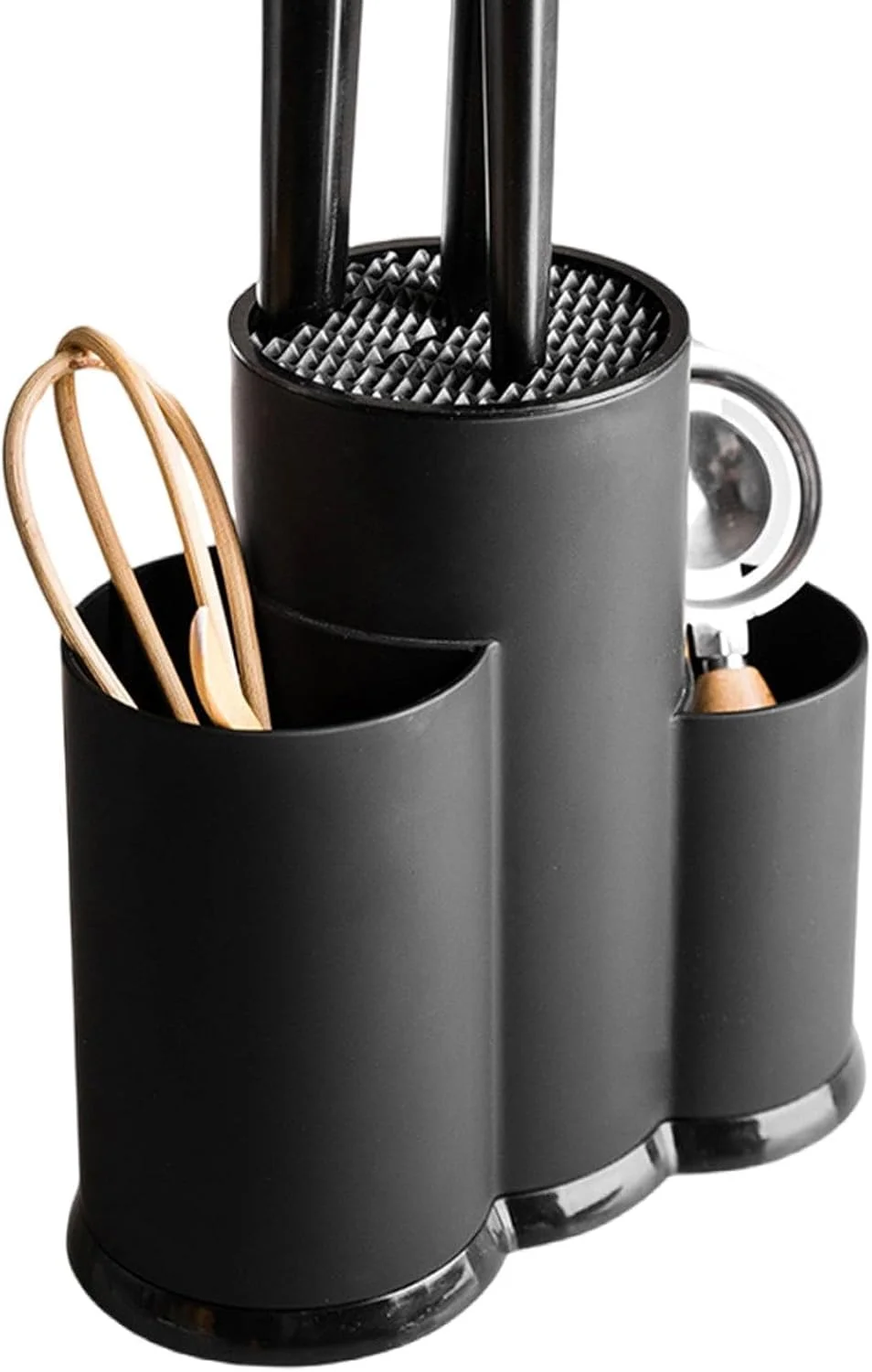 جا قاشقی و چنگالی آشپزخانه NALACAL، استند سازماندهی کارد و چنگال آشپزخانه، جا قاشقی بزرگ 3 محفظه، صرفه جویی در فضای پیشخوان کشو، جا کارد و چنگال برای کارد و چنگال، نقره ای، مشکی