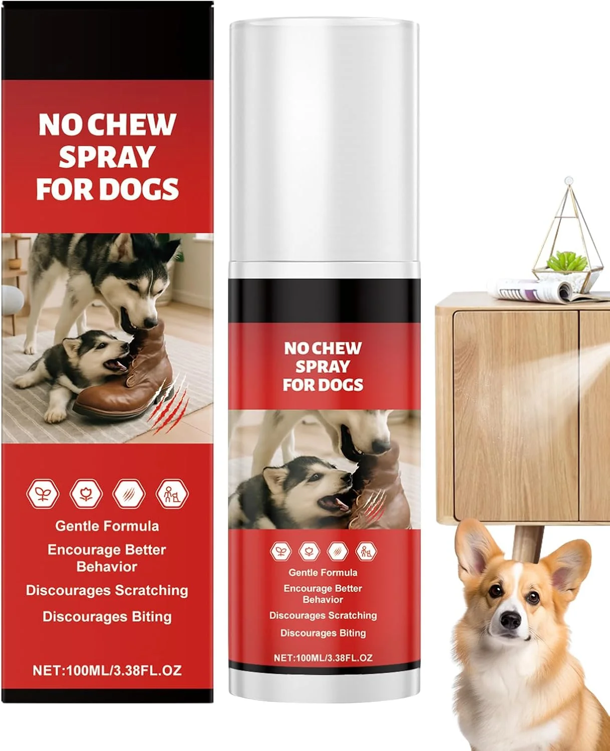 اسپری ضد جویدن برای سگ ها - اسپری سگ ۱۰۰ میلی لیتری برای جلوگیری از جویدن، عامل کمک رفتاری ملایم و تلخ برای اصلاح گاز گرفتن گربه ها و خرگوش ها