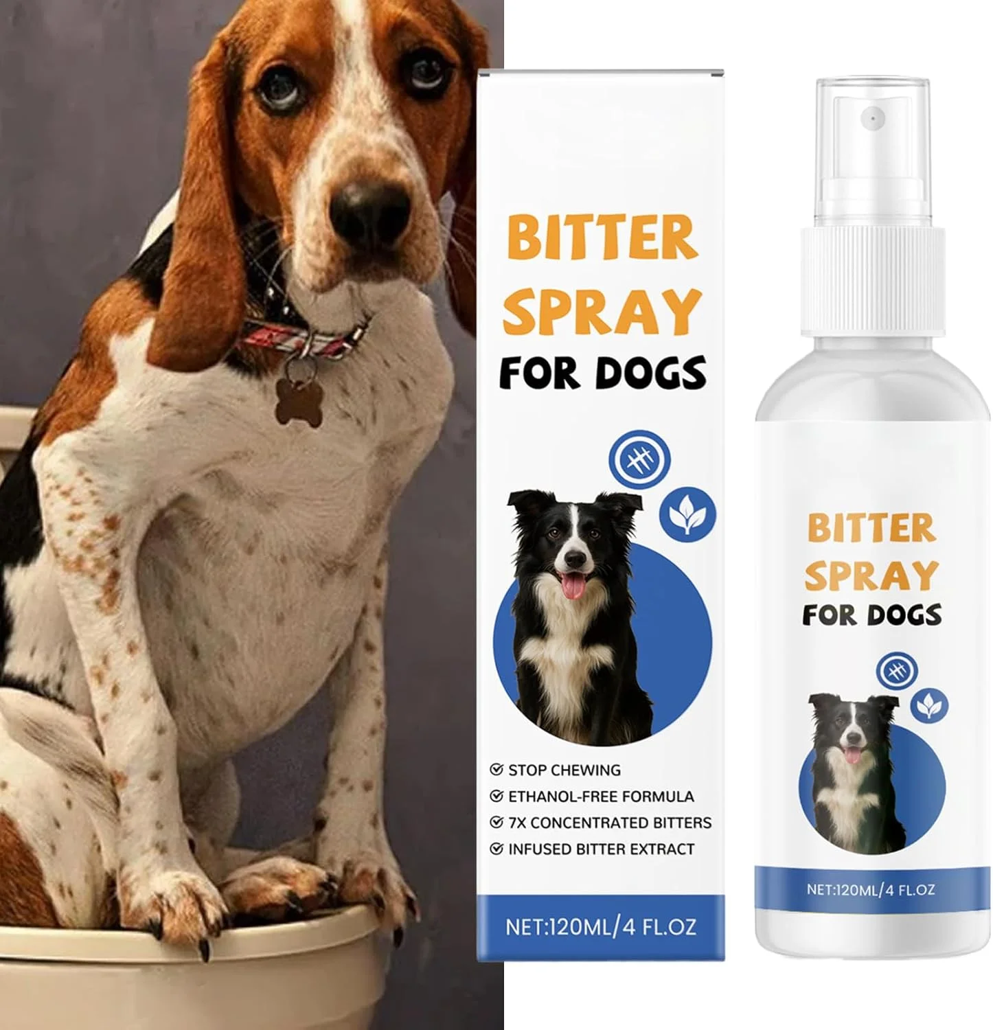 اسپری ضد جویدن برای سگ ها - محلول تلخ متوقف کننده لیسیدن حیوانات خانگی | 120 میلی لیتر اسپری تسکین دهنده تلخ ضد جویدن سگ برای مبلمان، فرش، حیاط، چمن، مسافرت